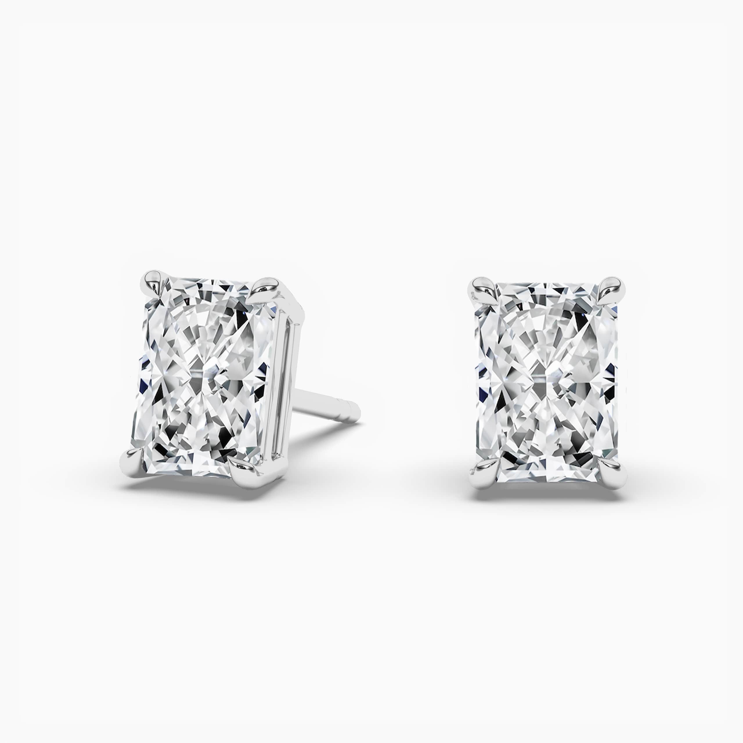 Radiant Cut Fancy Diamond Stud Earrings White Gold