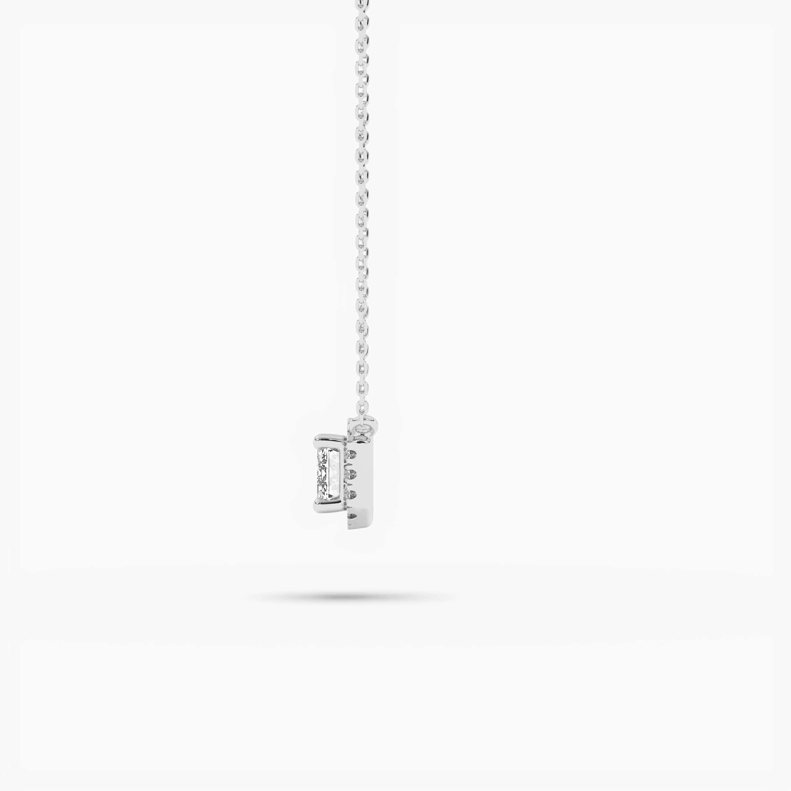 Emerald Cut Diamond Halo Pendant on Cable Chain