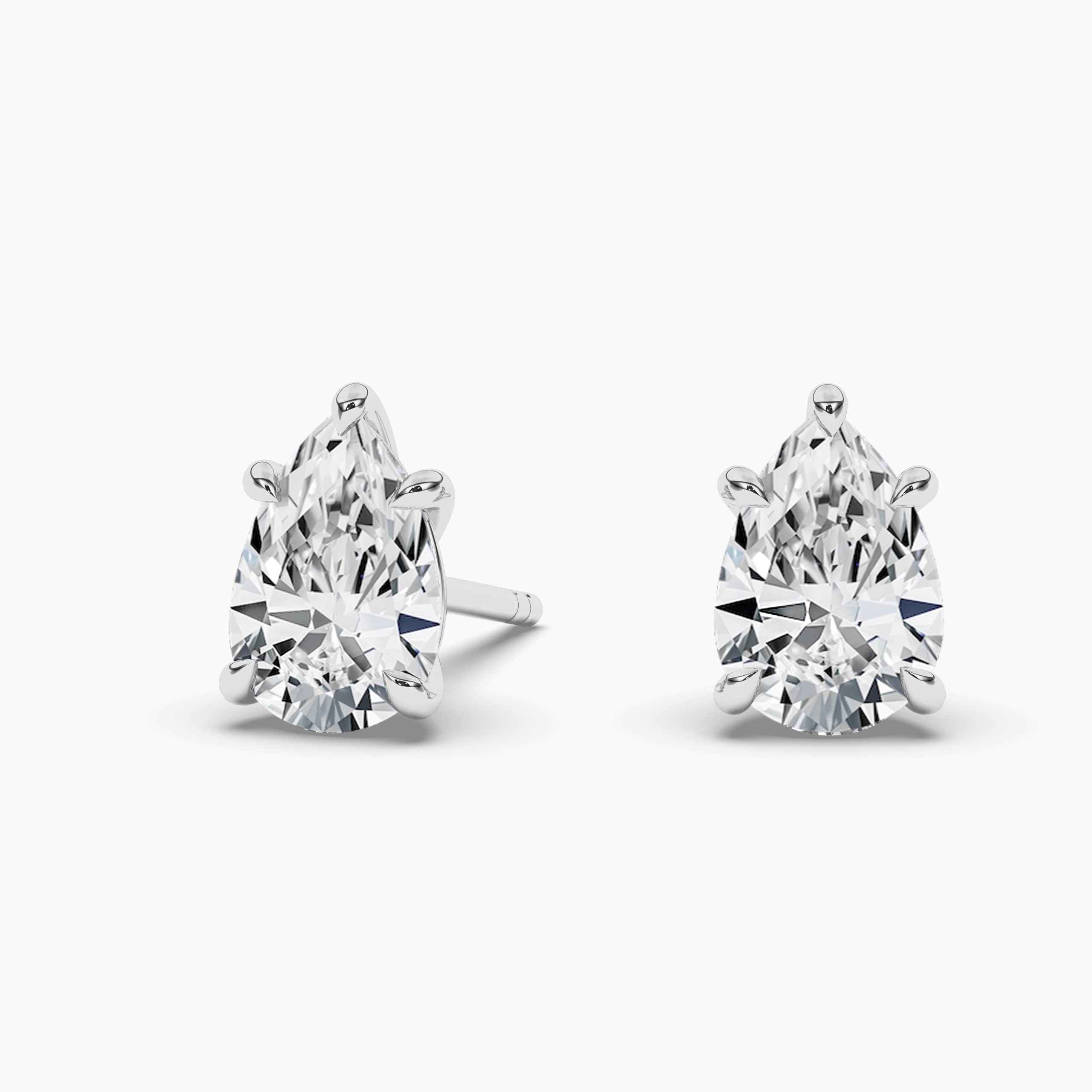 Pear Shape Lab Grown Diamond Stud Earrings In White 