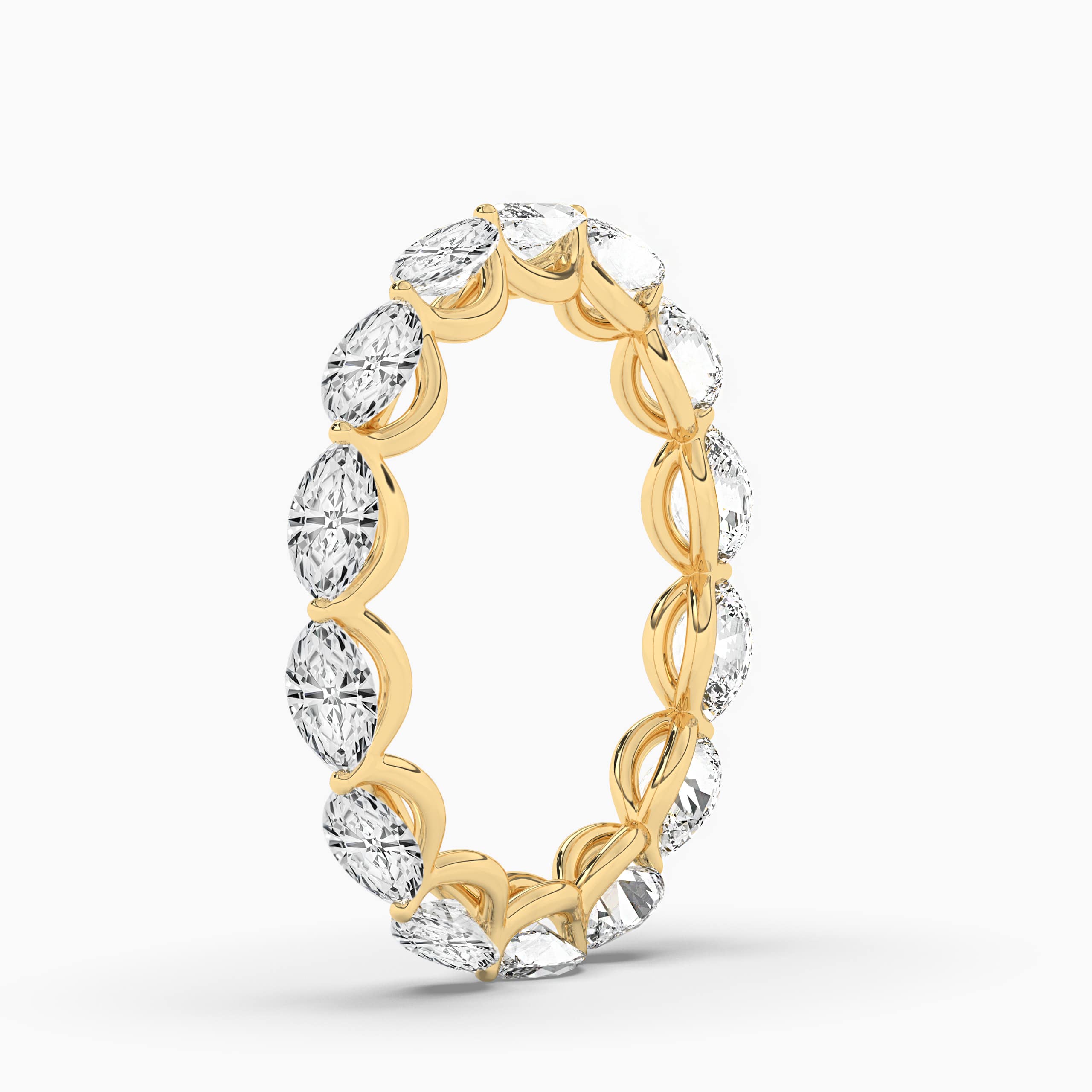 Marquise Diamond Eternity Bands with White Diamond in Yellow Gold