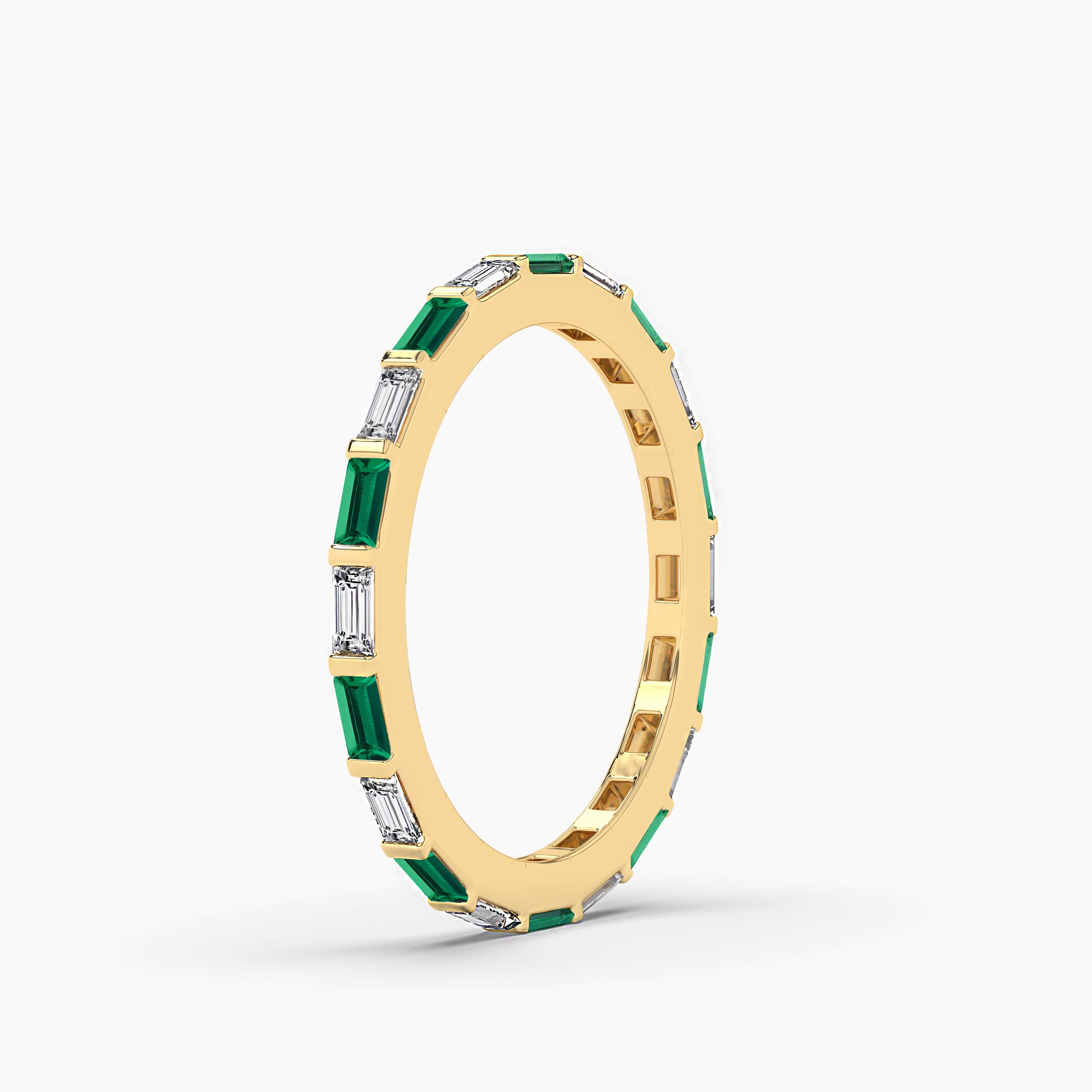 Emerald Baguette yellow gold band