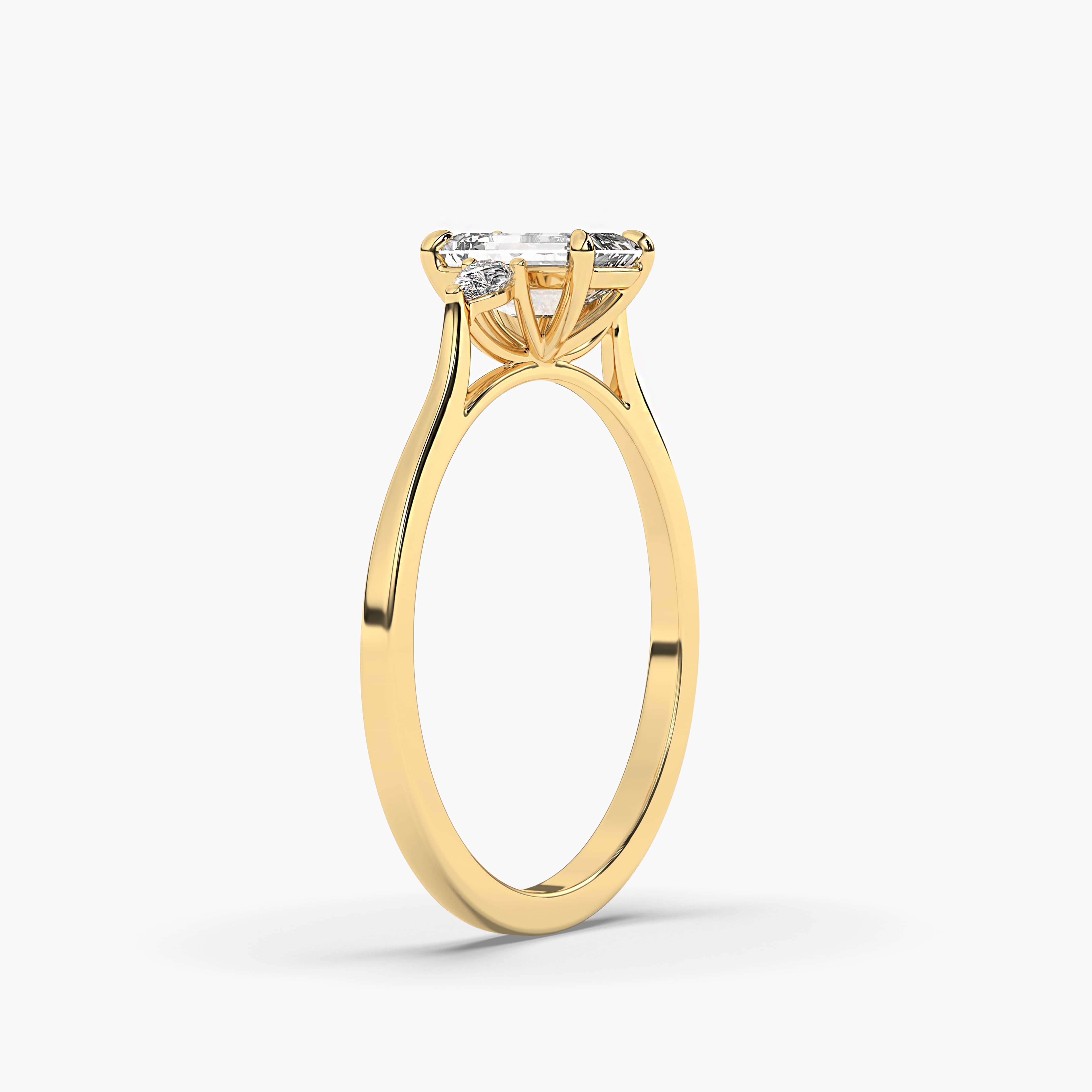 Side Stone Emerald Cut Diamond Engagement Ring