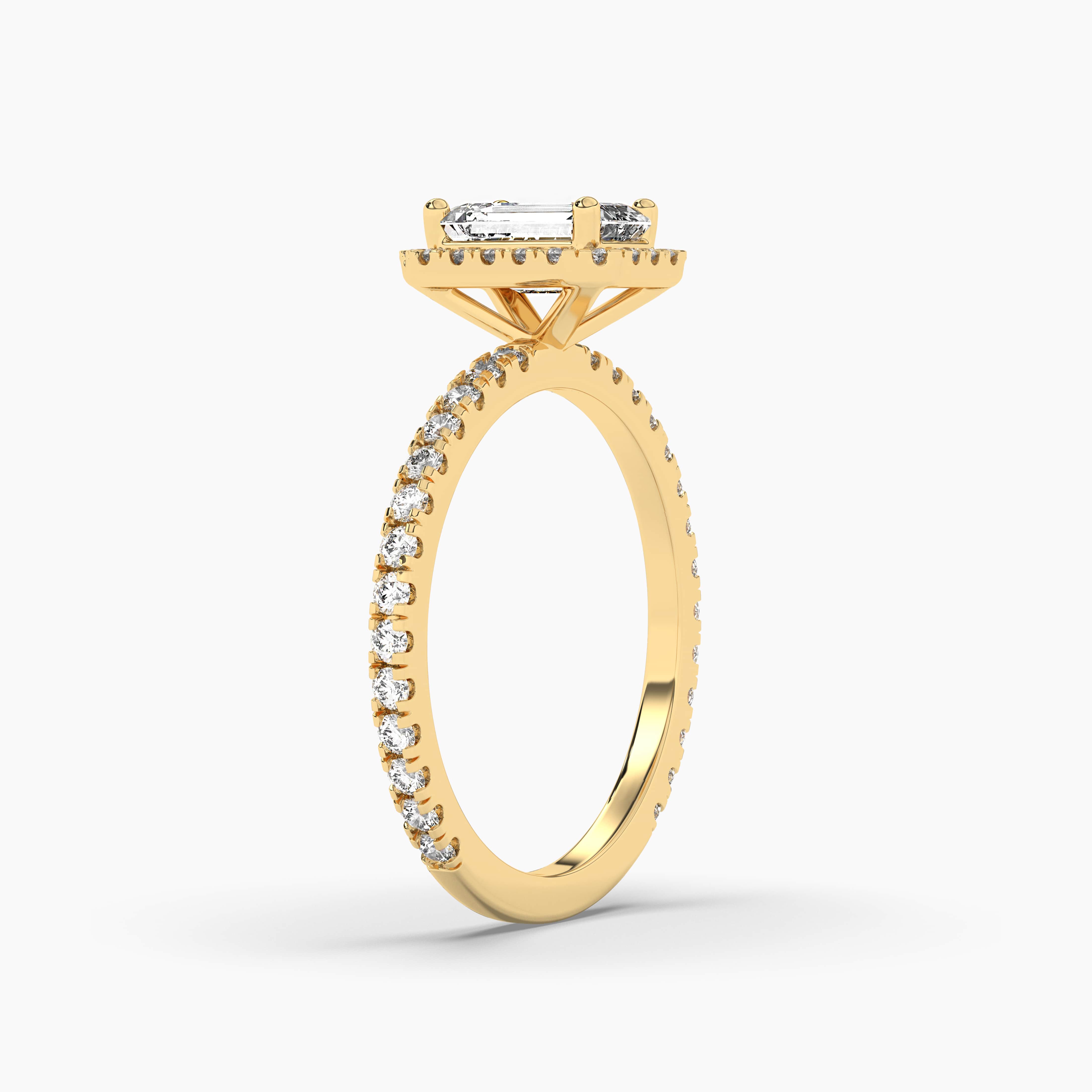 Emerald Cut Diamond Engagement Ring In Yellow Gold