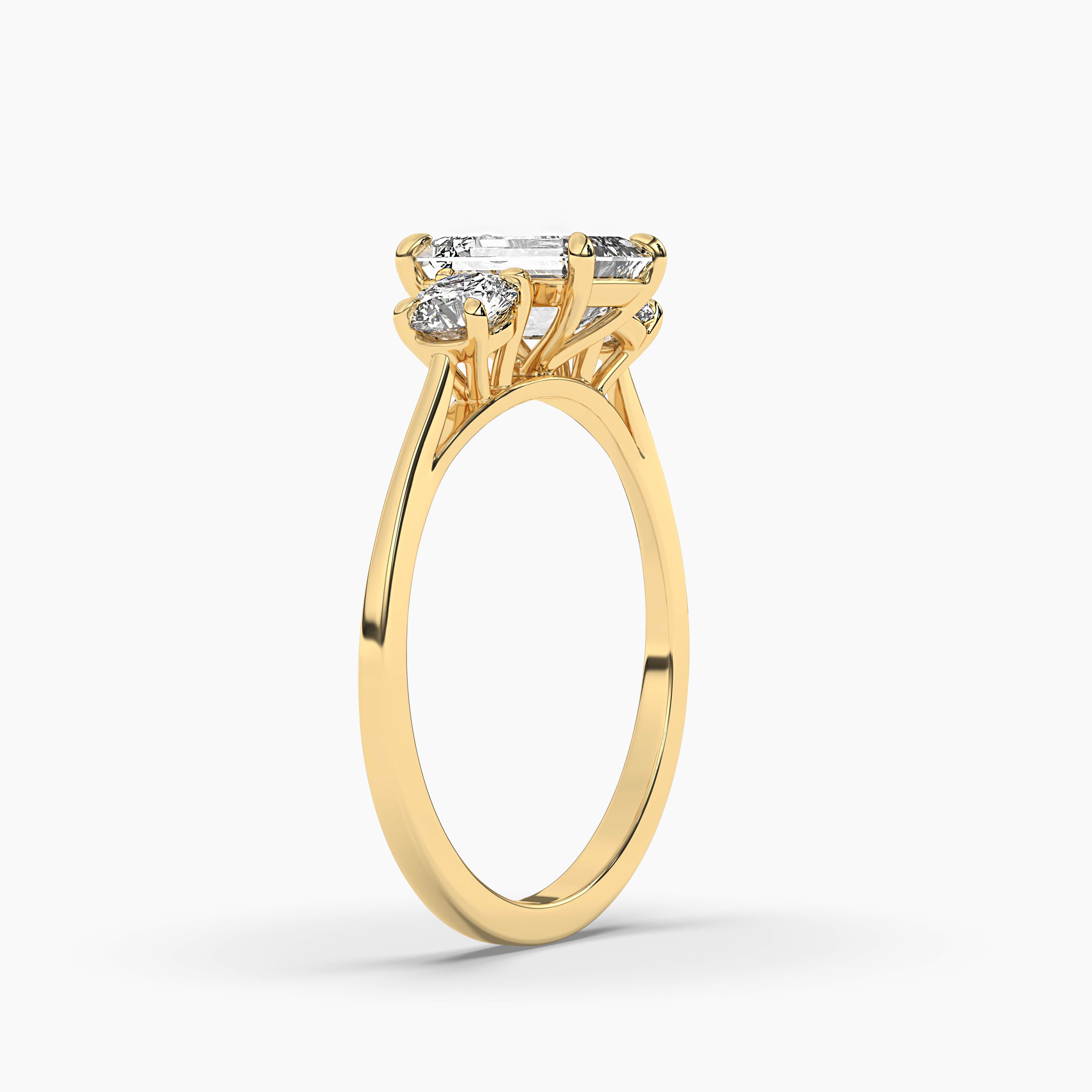 Yellow Gold Emerald Engagement Ring with Diamond