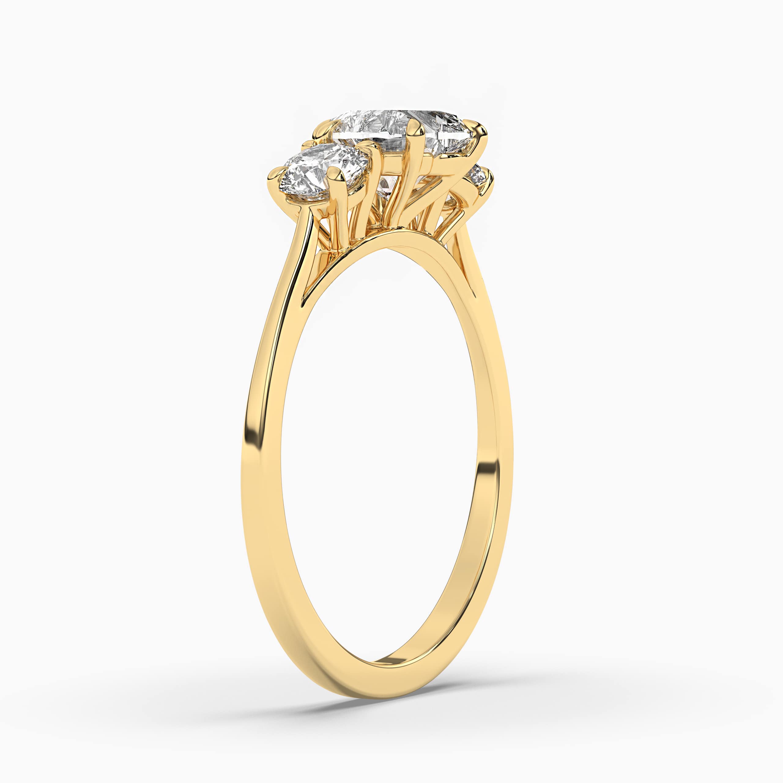 Heart Cut Solitaire Halo Diamond Yellow Gold Ring 