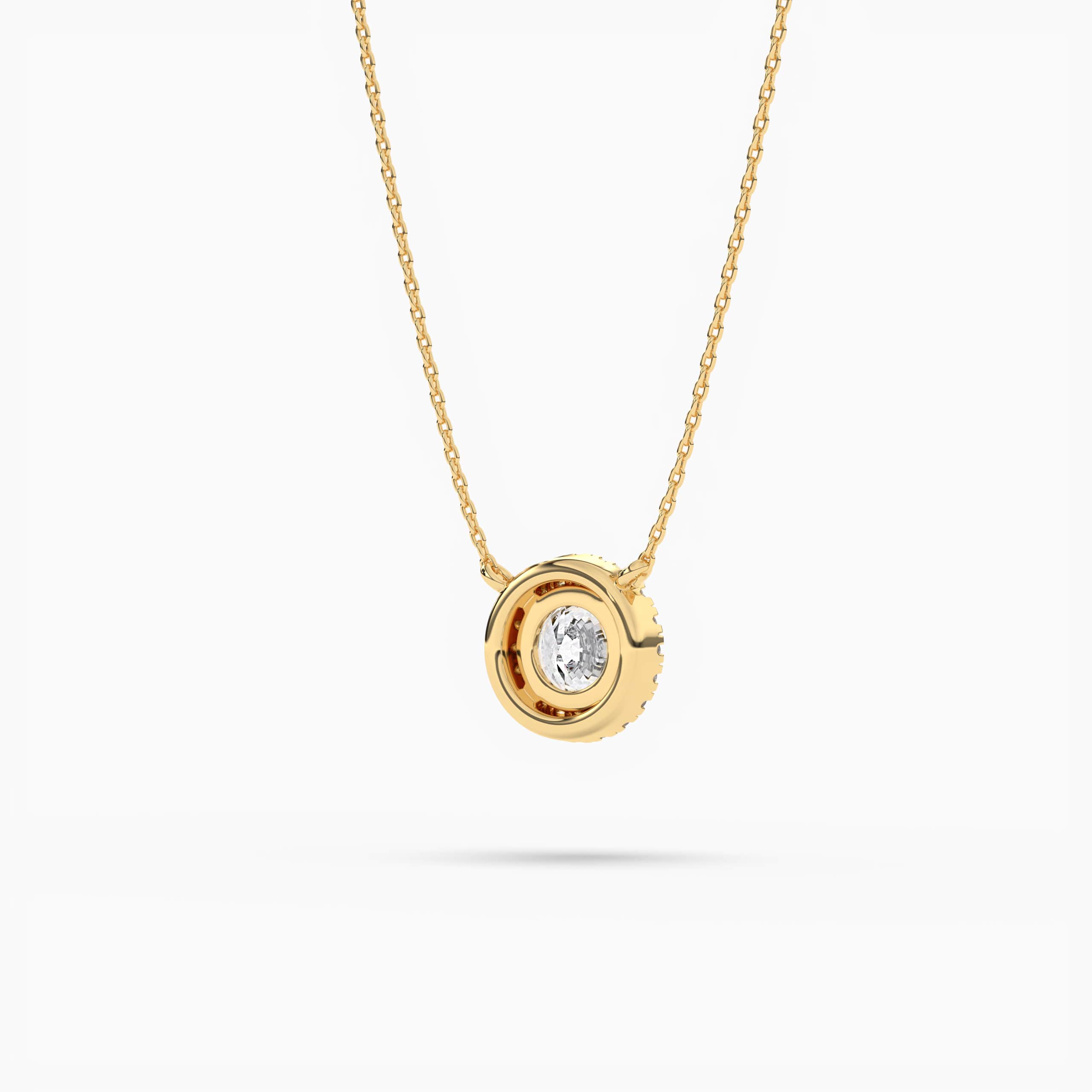 Diamond Halo Necklace Round-cut Yellow Gold 