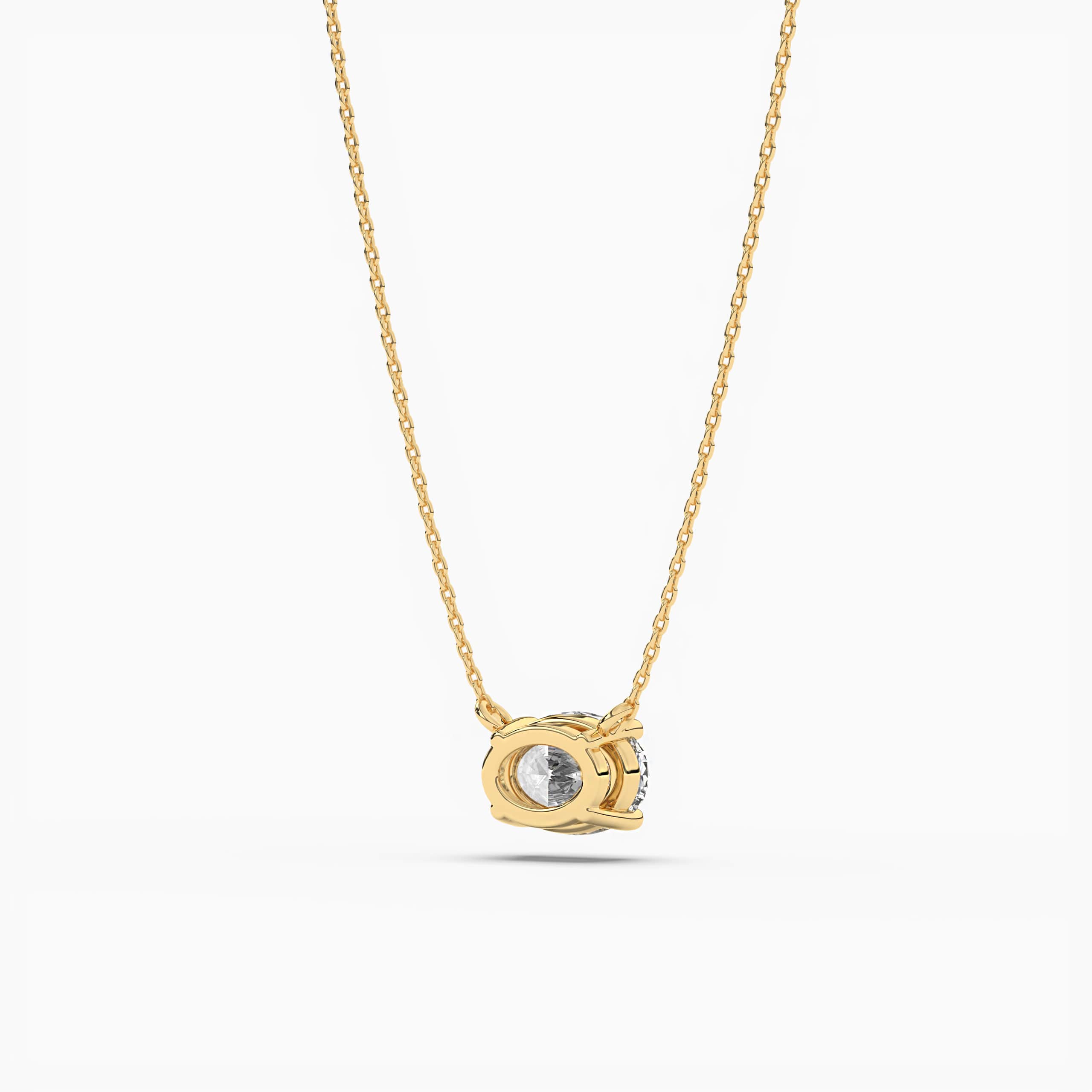 Oval Cut Diamond Bezel Solitaire Necklace Yellow Gold