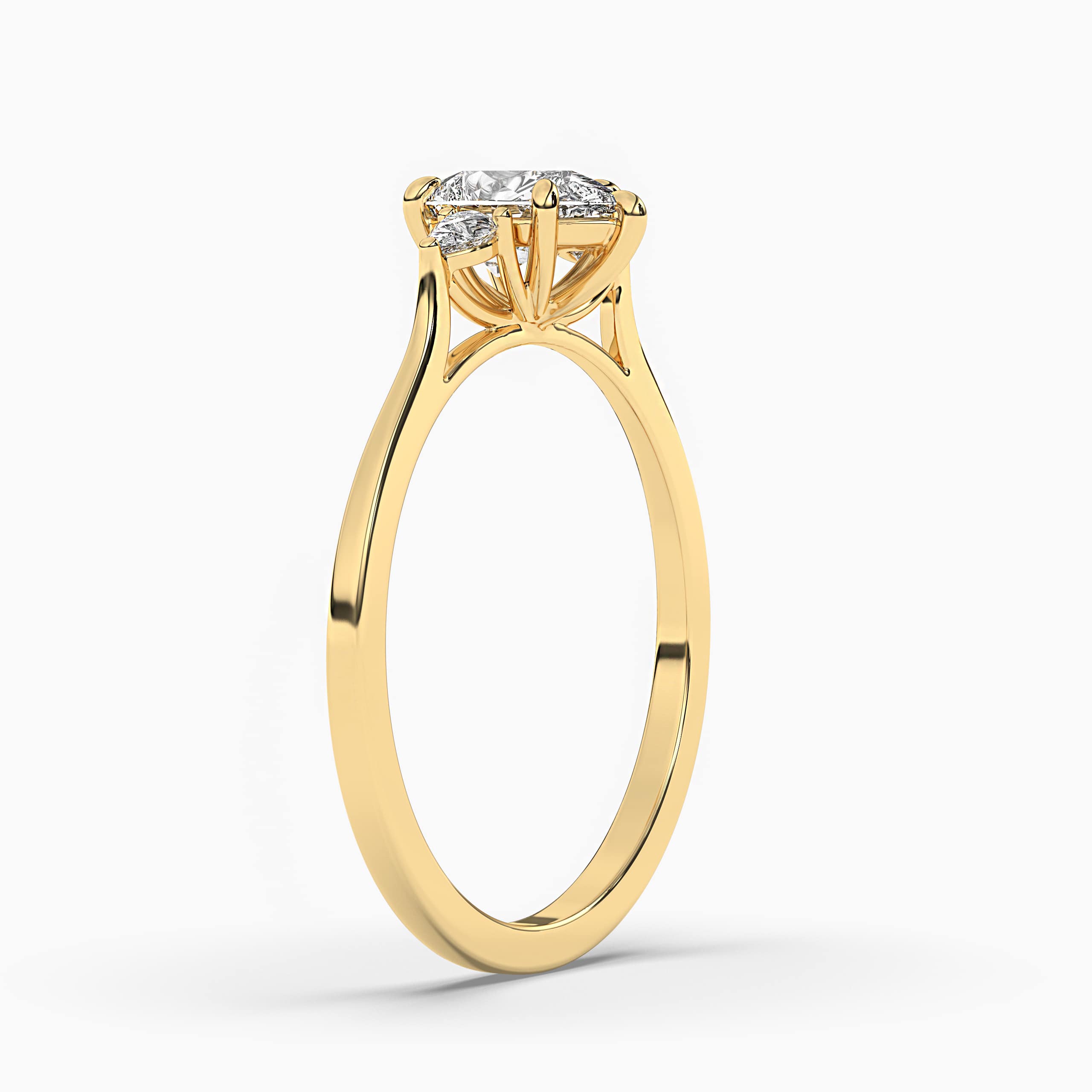 Pear Cut Solitaire with Baguette Diamond Accents 18K Rose Gold Ring