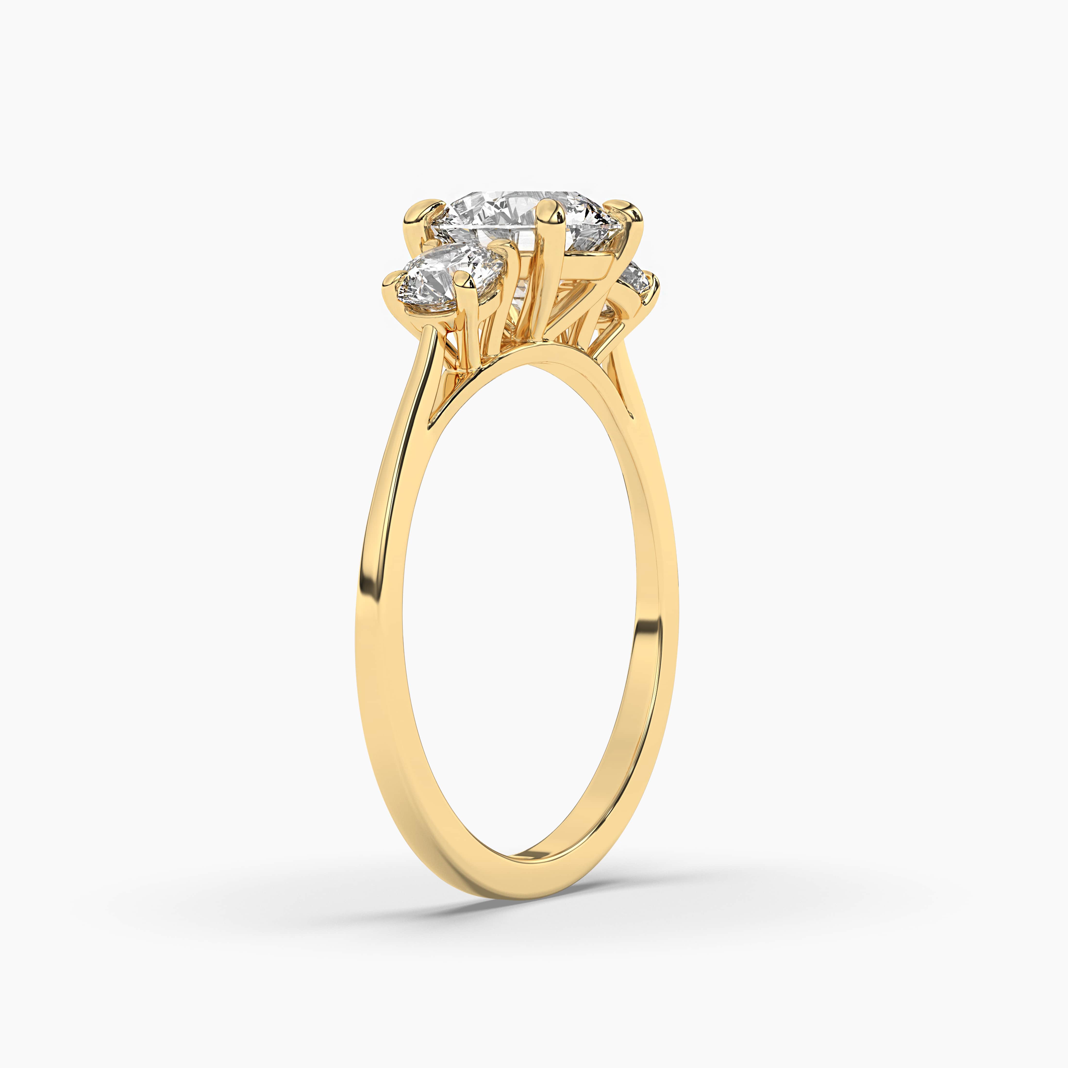 Three Stone Round Engagement Ring