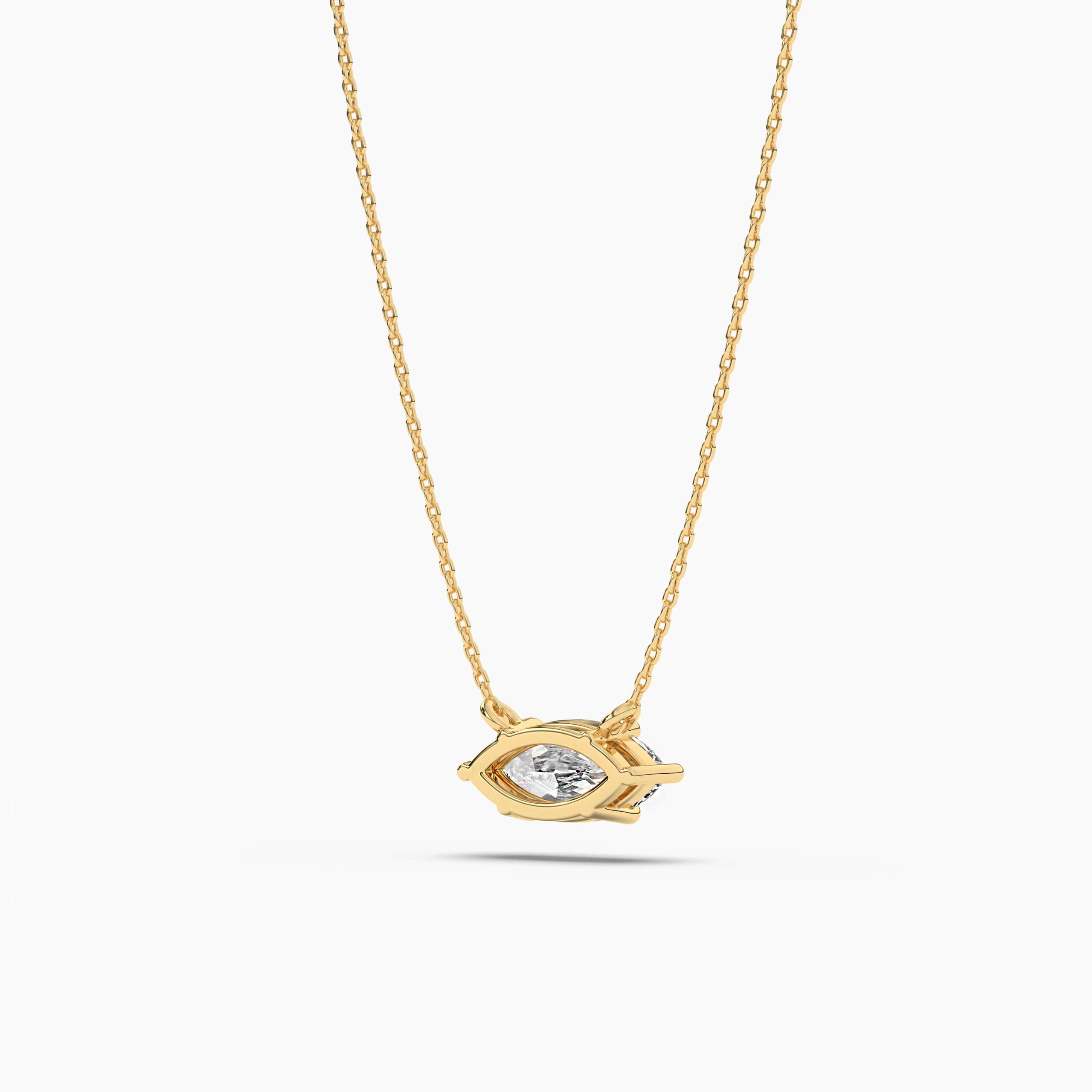 Bezel Set Marquise Diamond Necklace in Yellow Gold