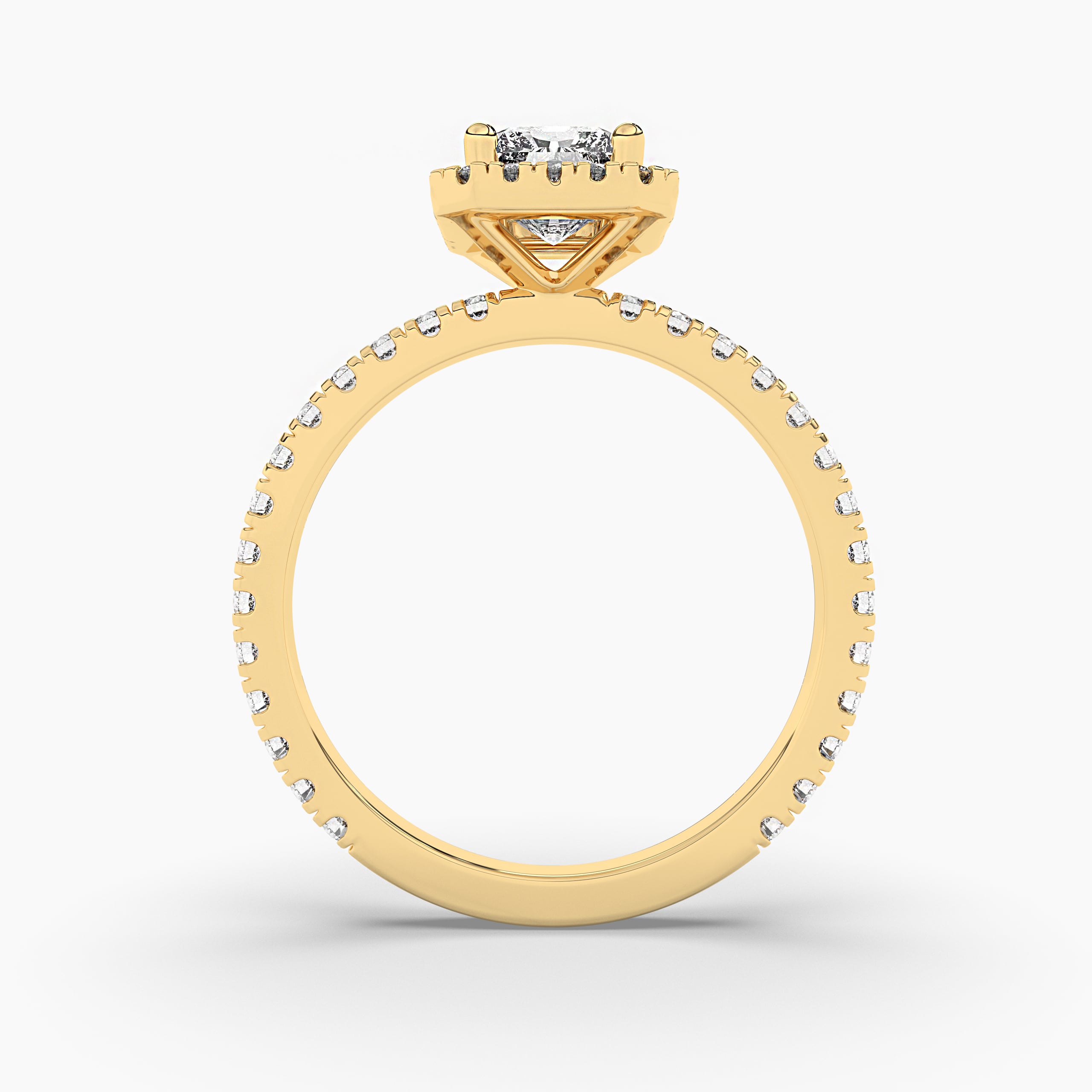 Yellow Radiant Cut Diamond Halo Engagement Ring