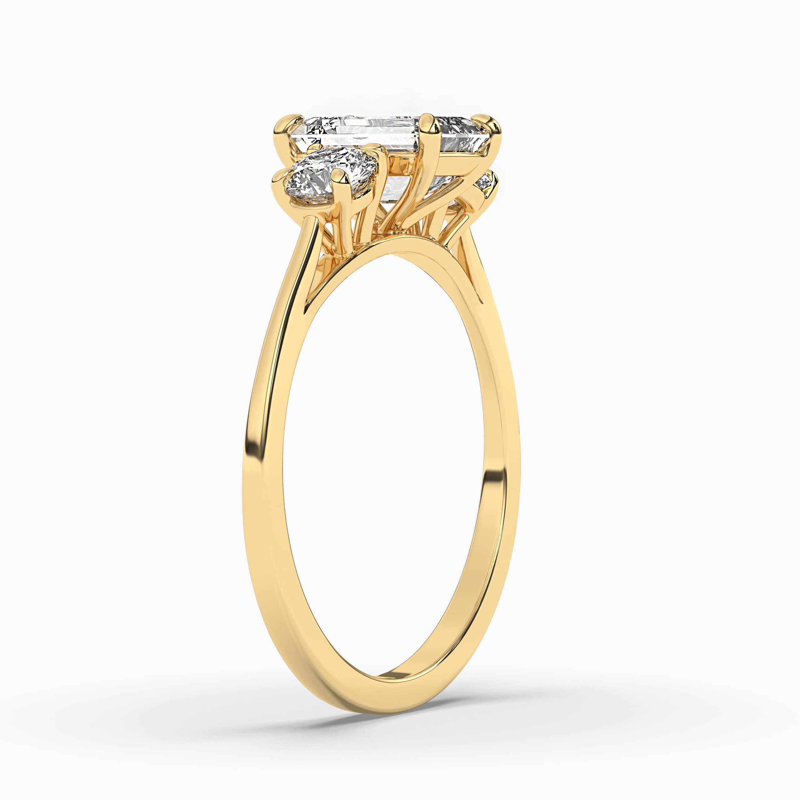 Yellow Gold Emerald Engagement Ring with Diamond
