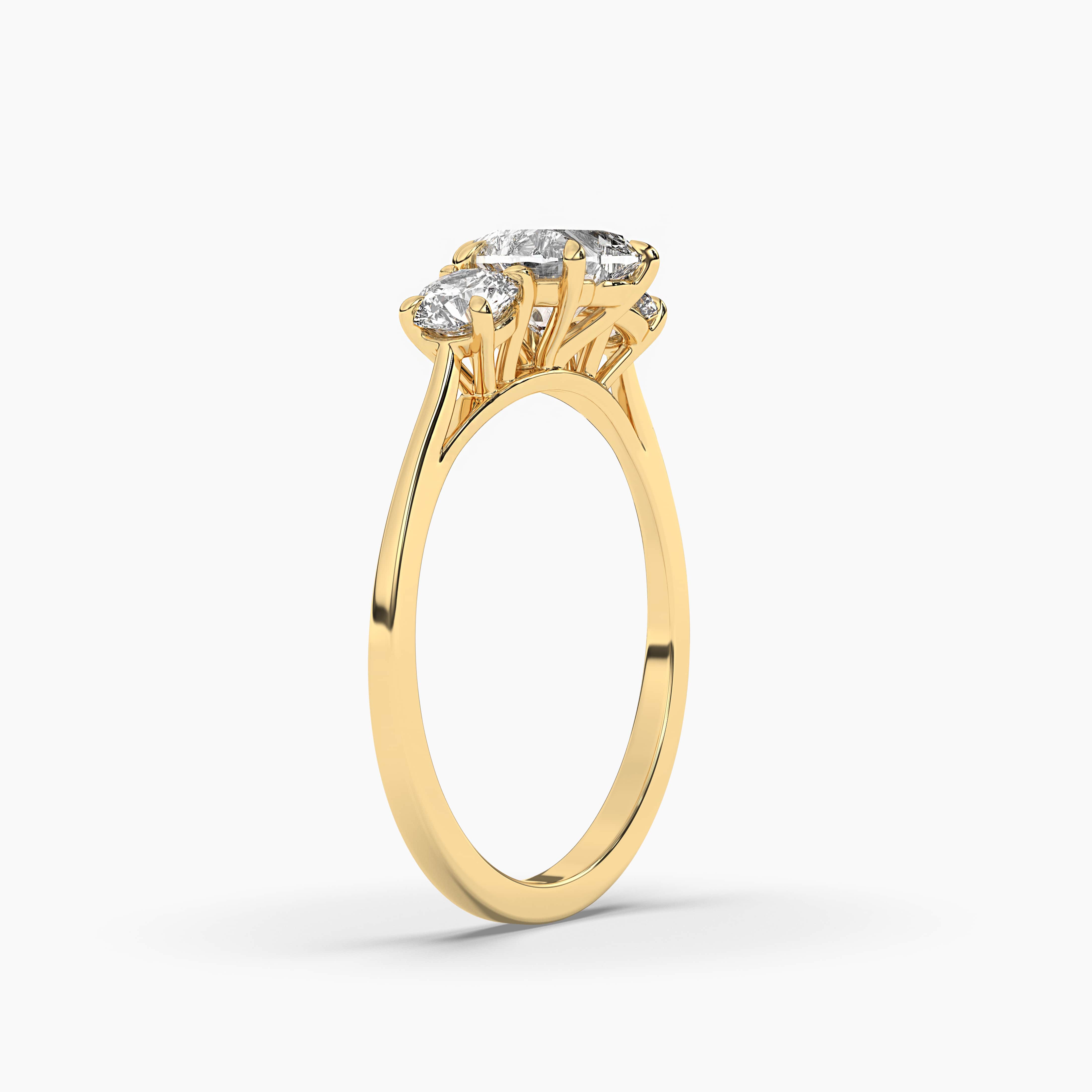 Heart Cut Solitaire Halo Diamond Yellow Gold Ring