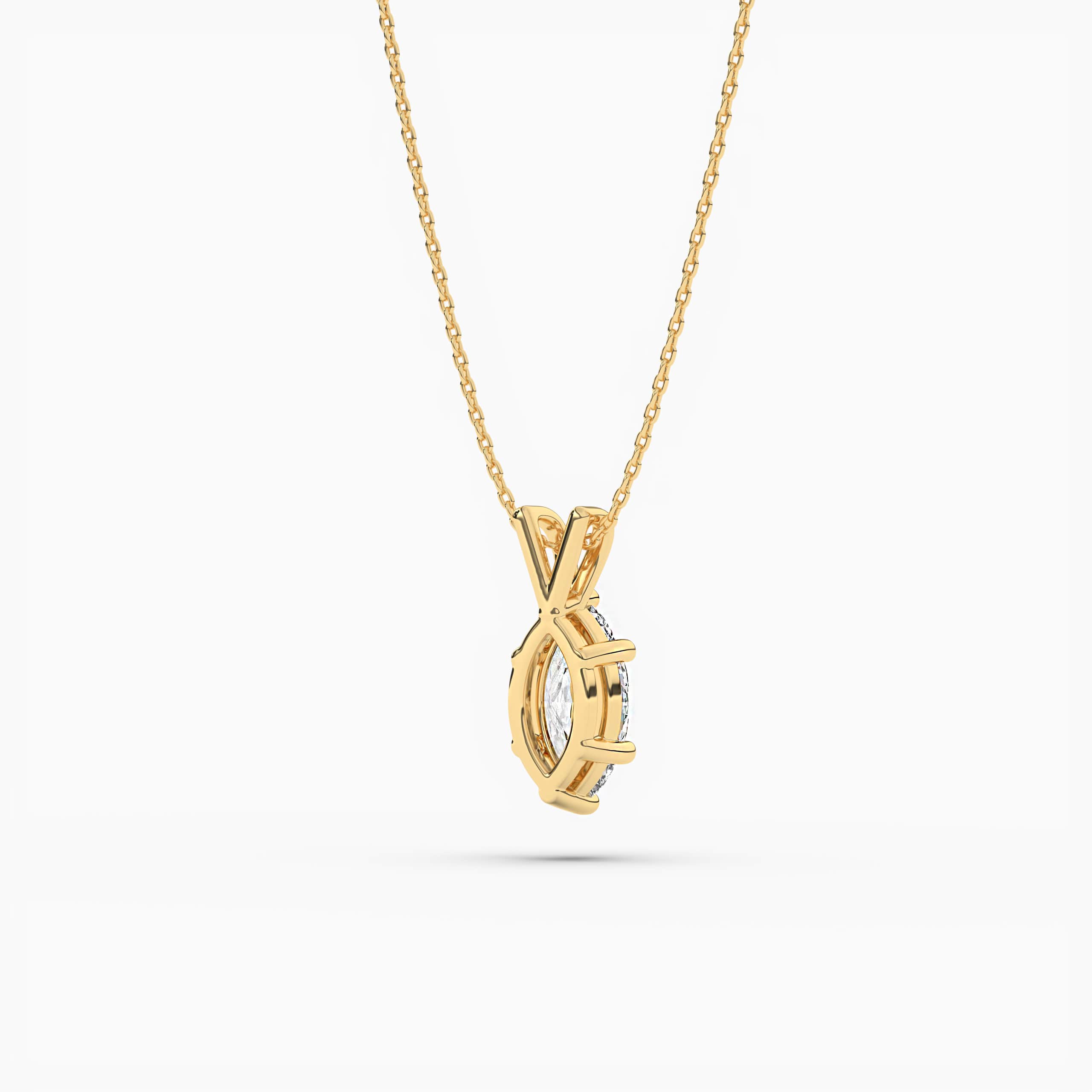 Marquise Natural Diamond Solitaire Pendant White or Yellow Gold Necklace