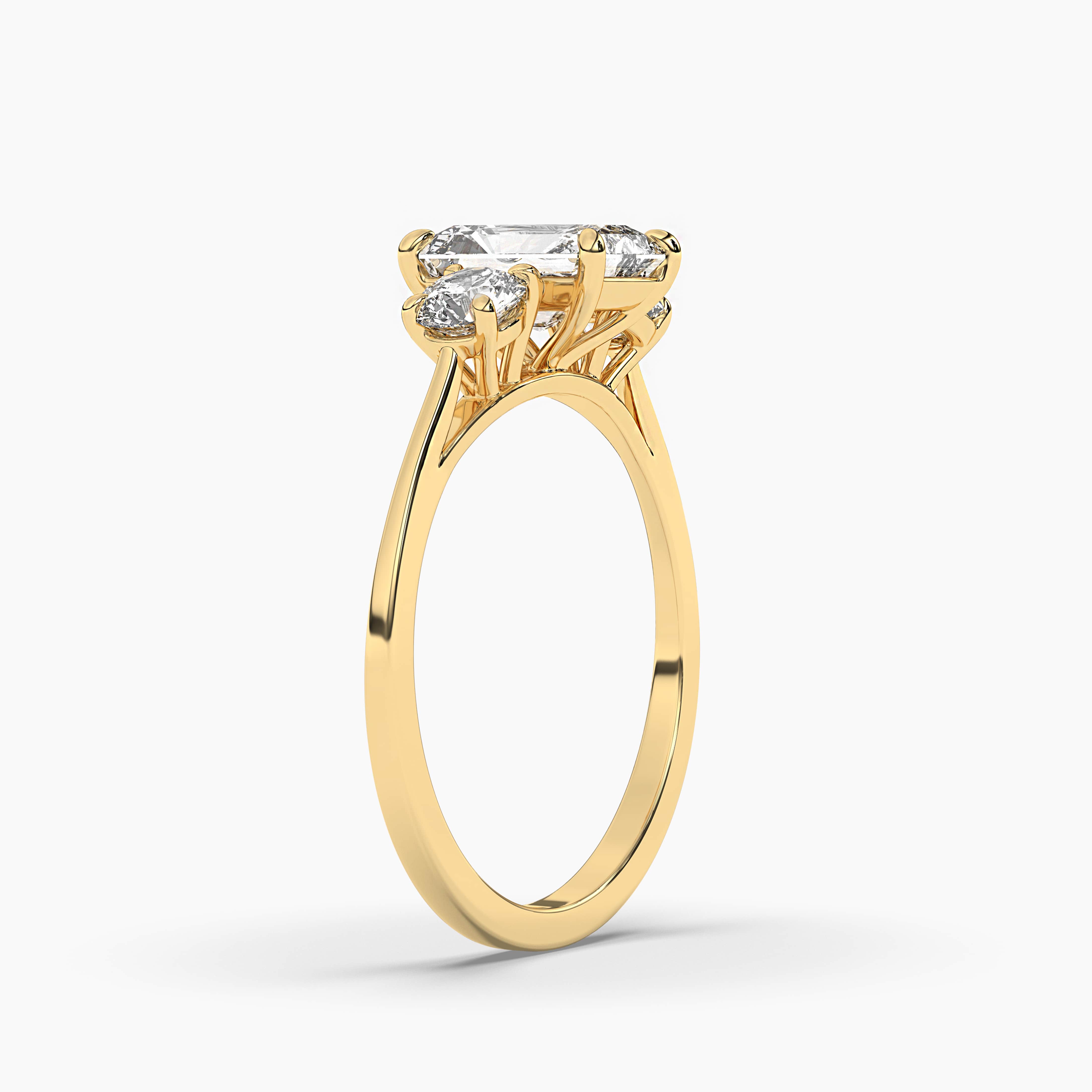 Raidant Shape Gold Dainty Engagement Ring