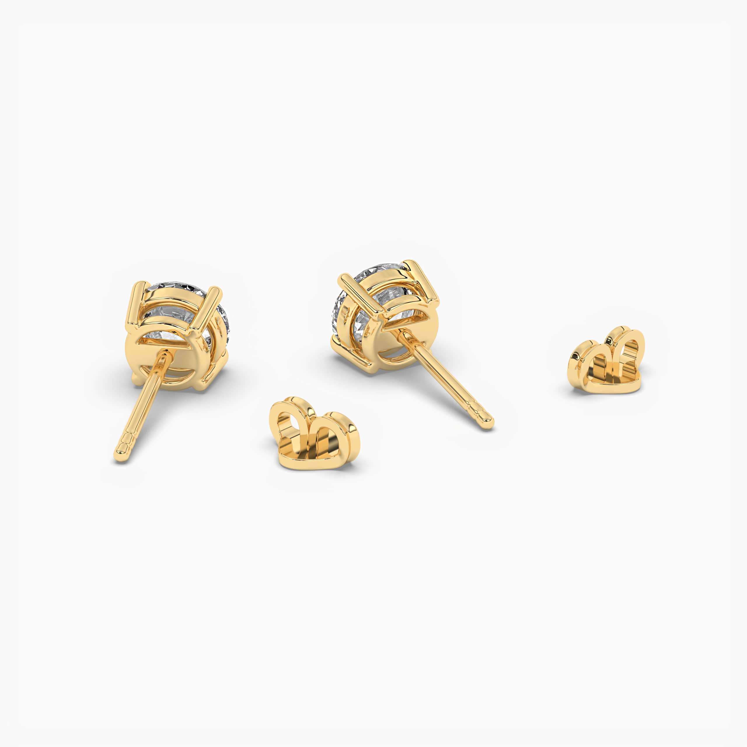 Diamond Earrings Round-cut Yellow Gold