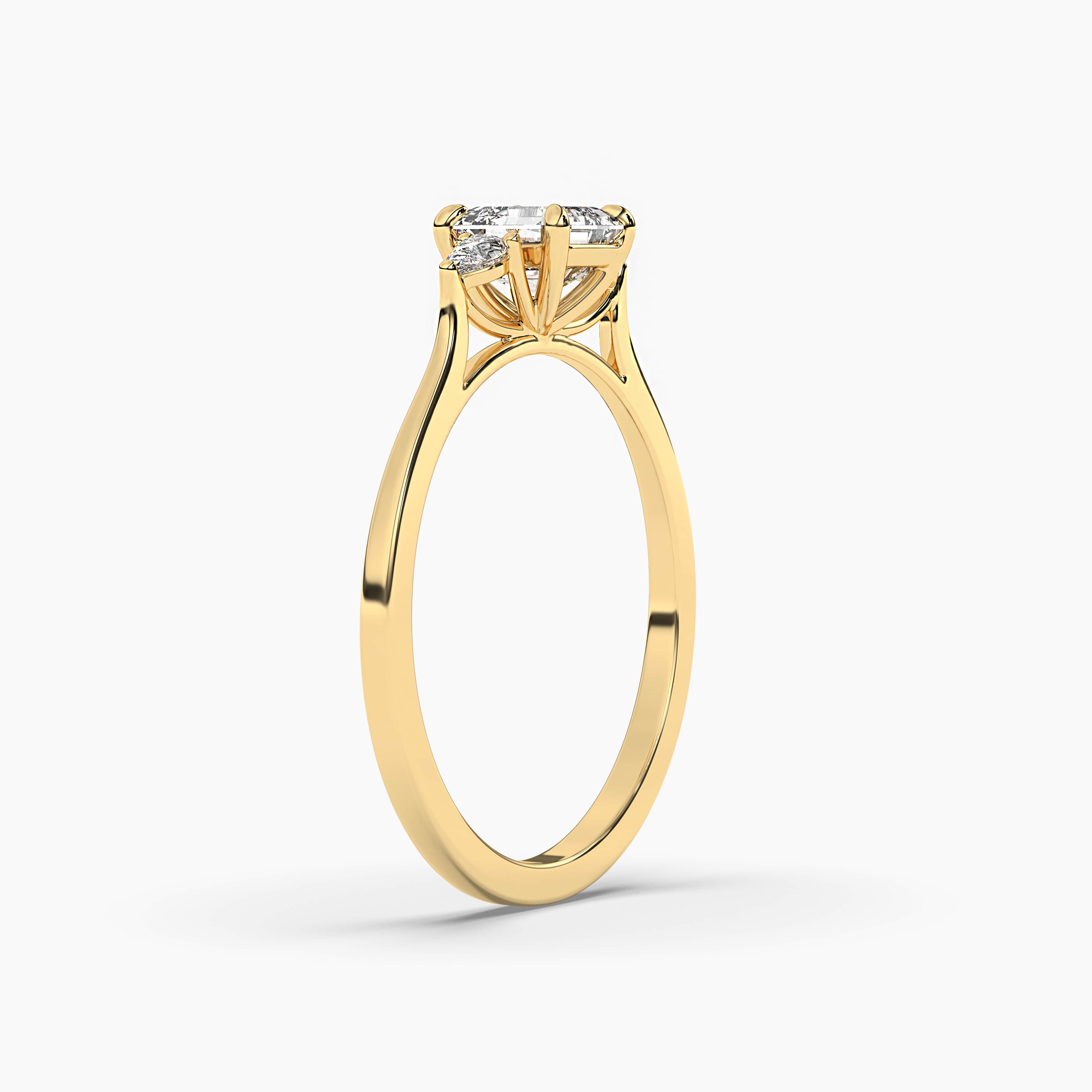 Asscher Cut Diamond Engagement Ring Yellow Gold