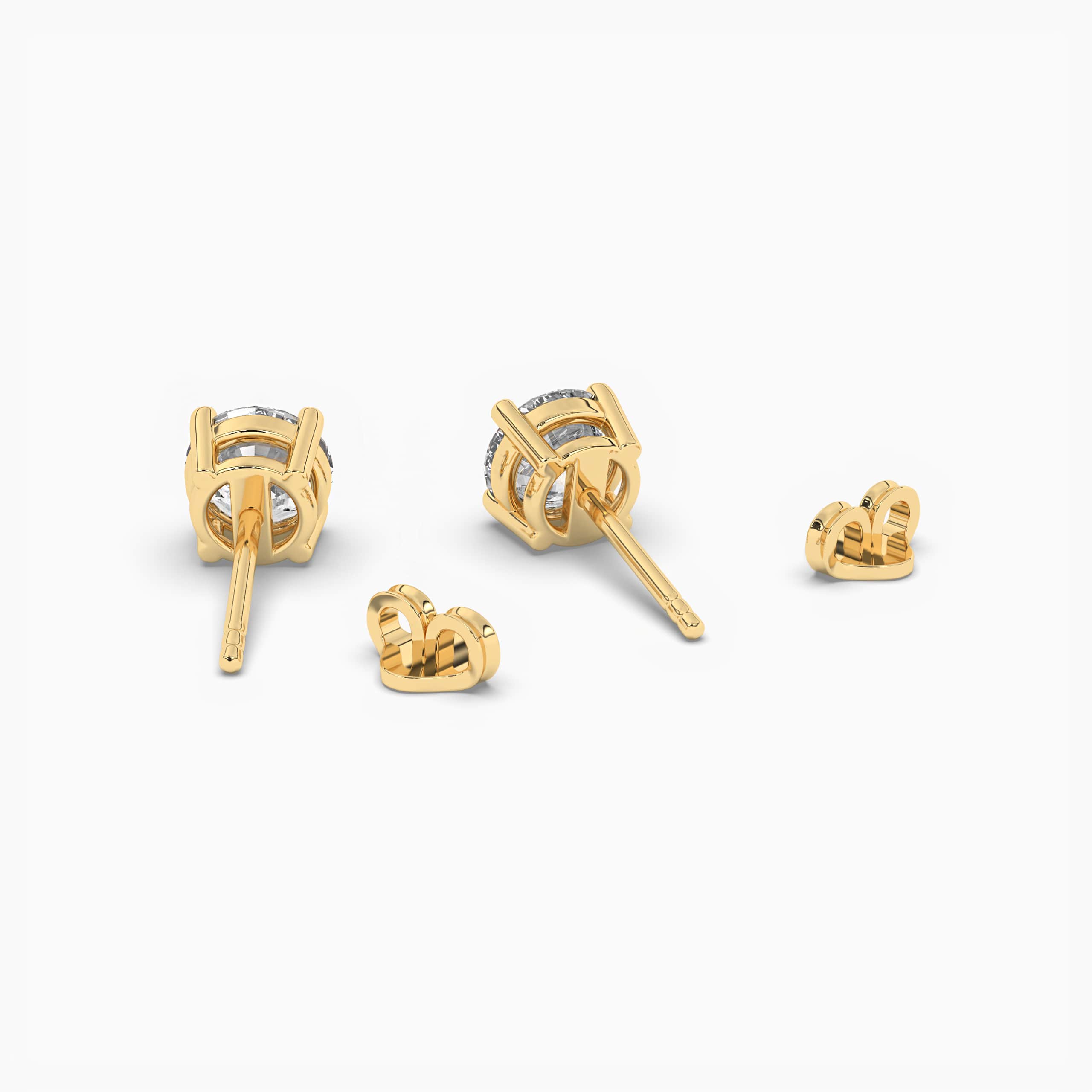 Yellow Gold Diamond Solitaire Earrings