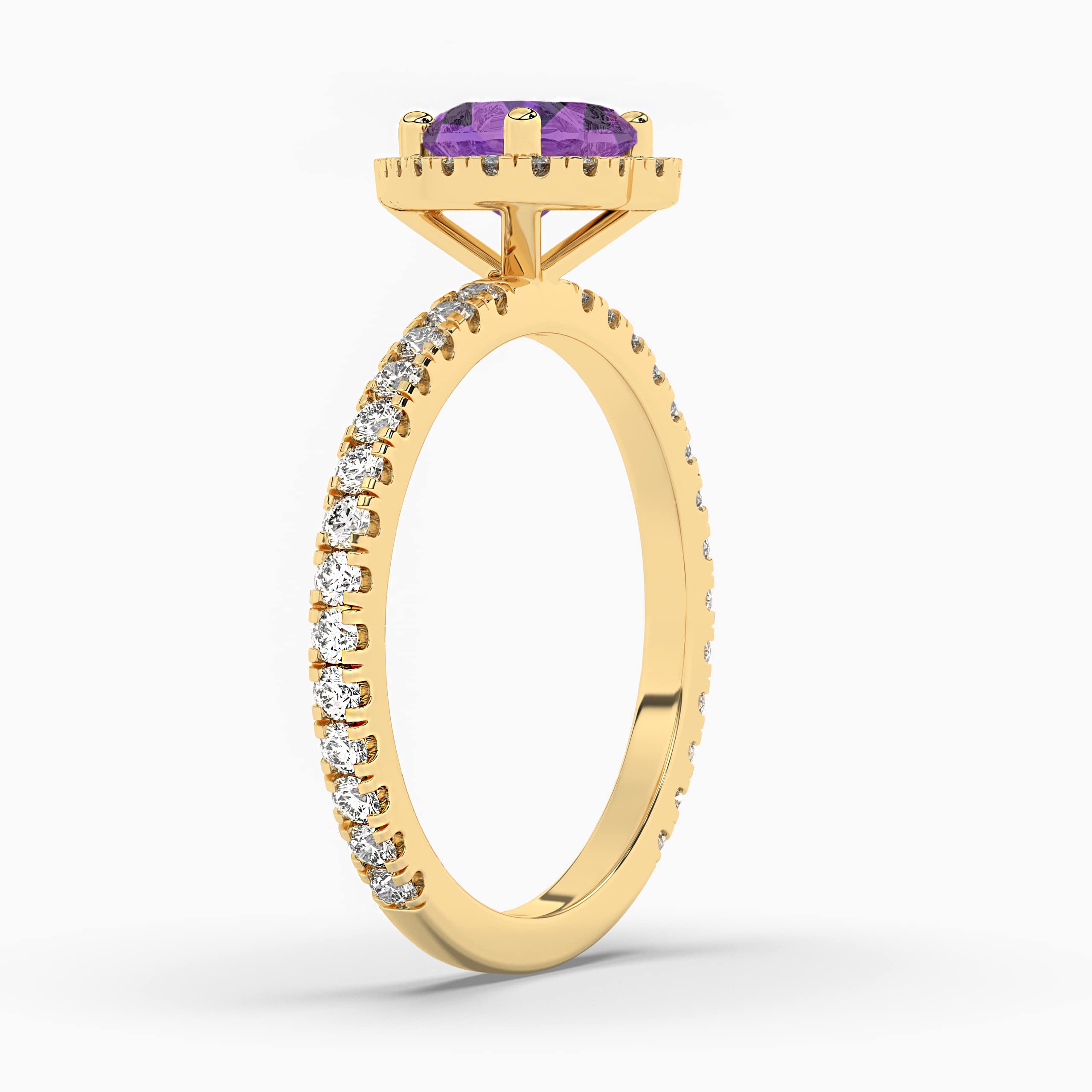 heart cut amethyst ring yellow gold