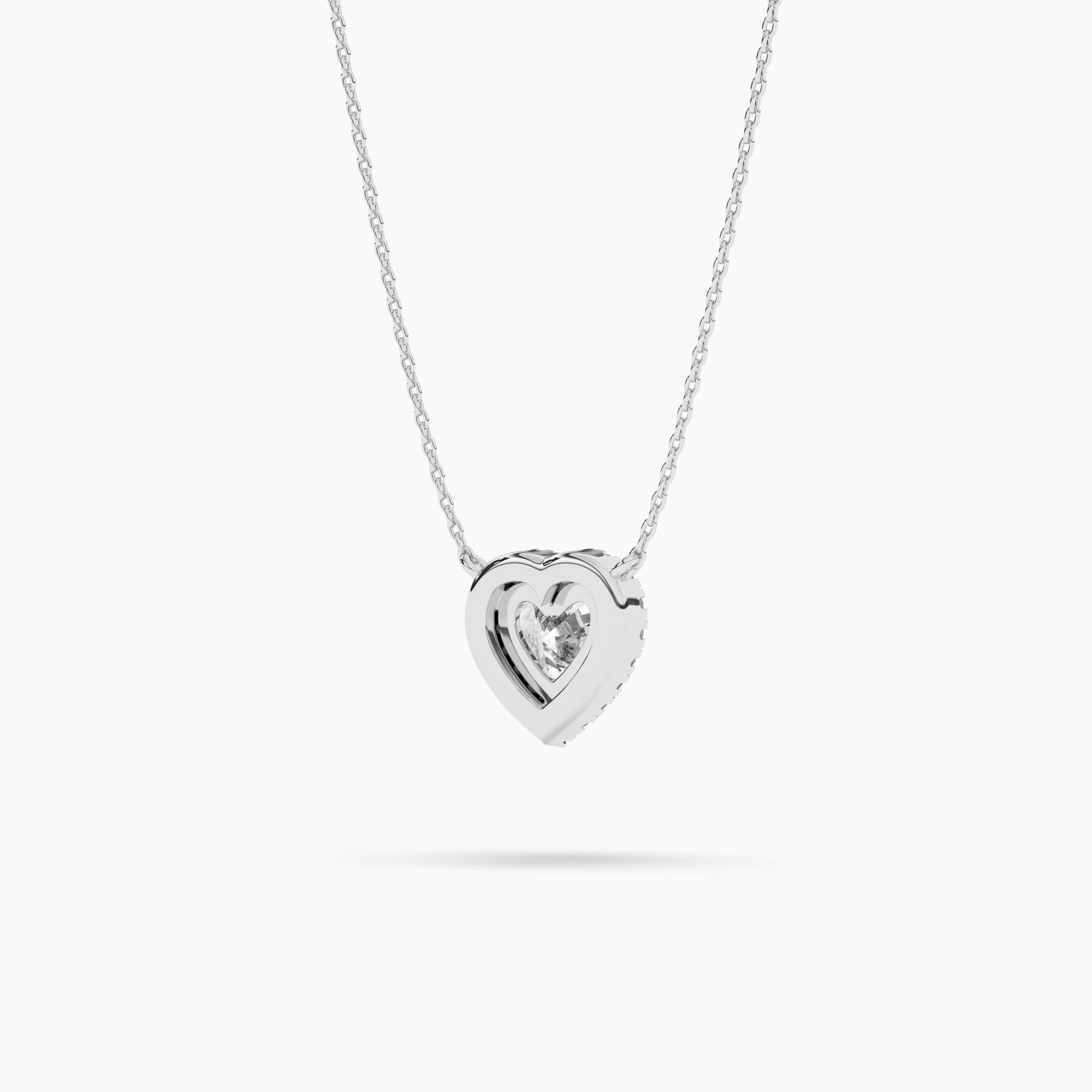 White Gold Heart Cut Ruby Diamond Halo Necklace