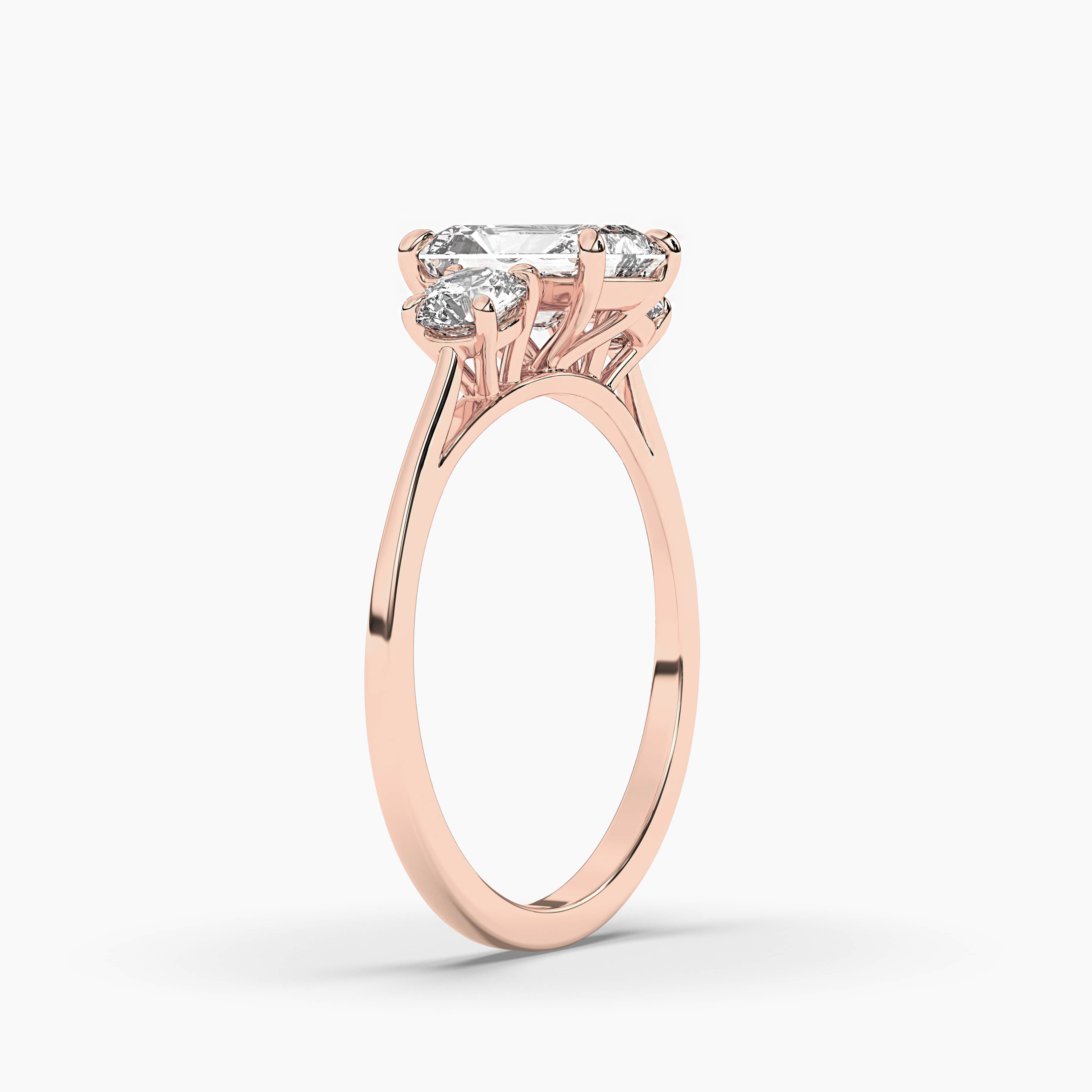 Rose Gold Custom Radiant Shaped Diamond Ring