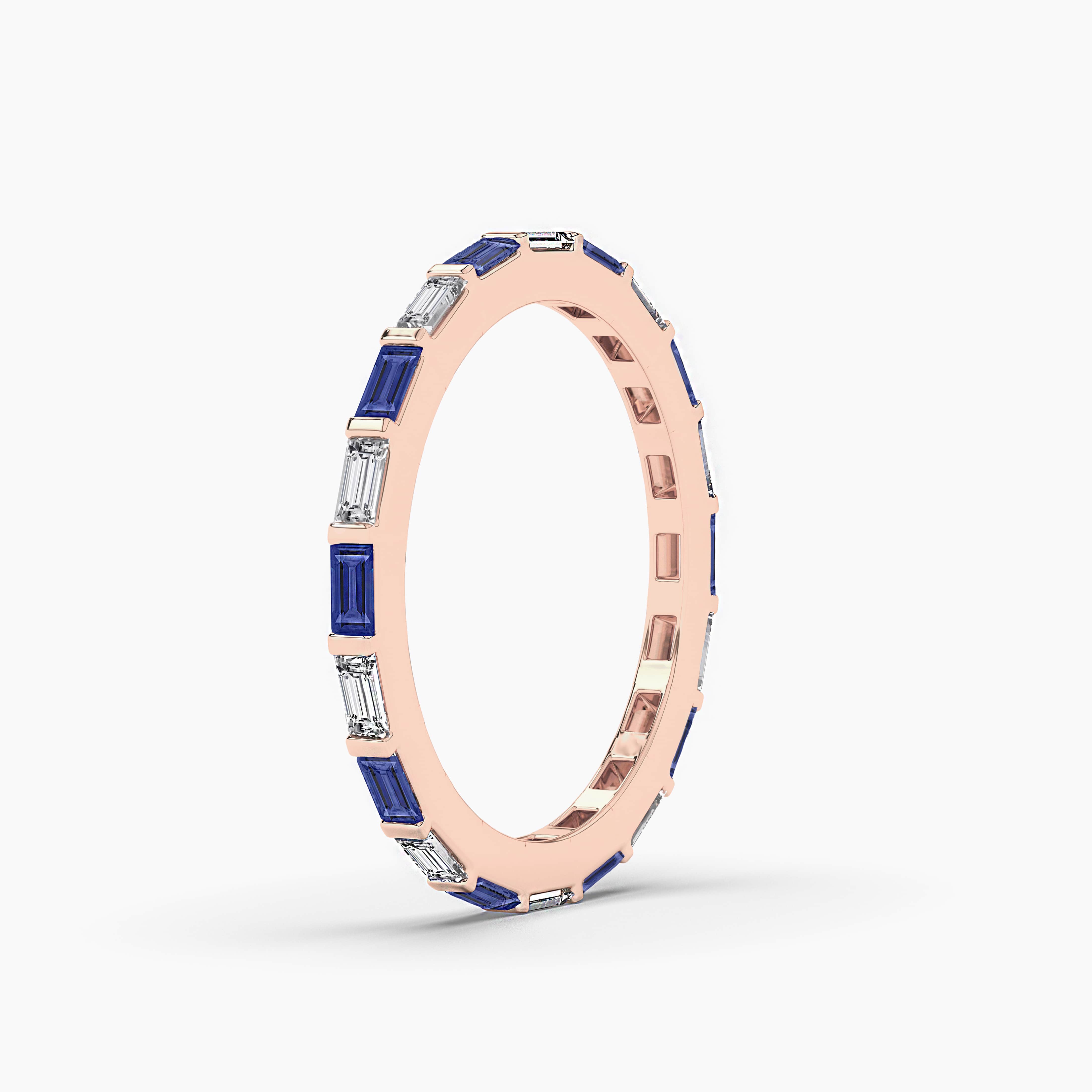 Blue sapphire Eternity Band with Baguettes