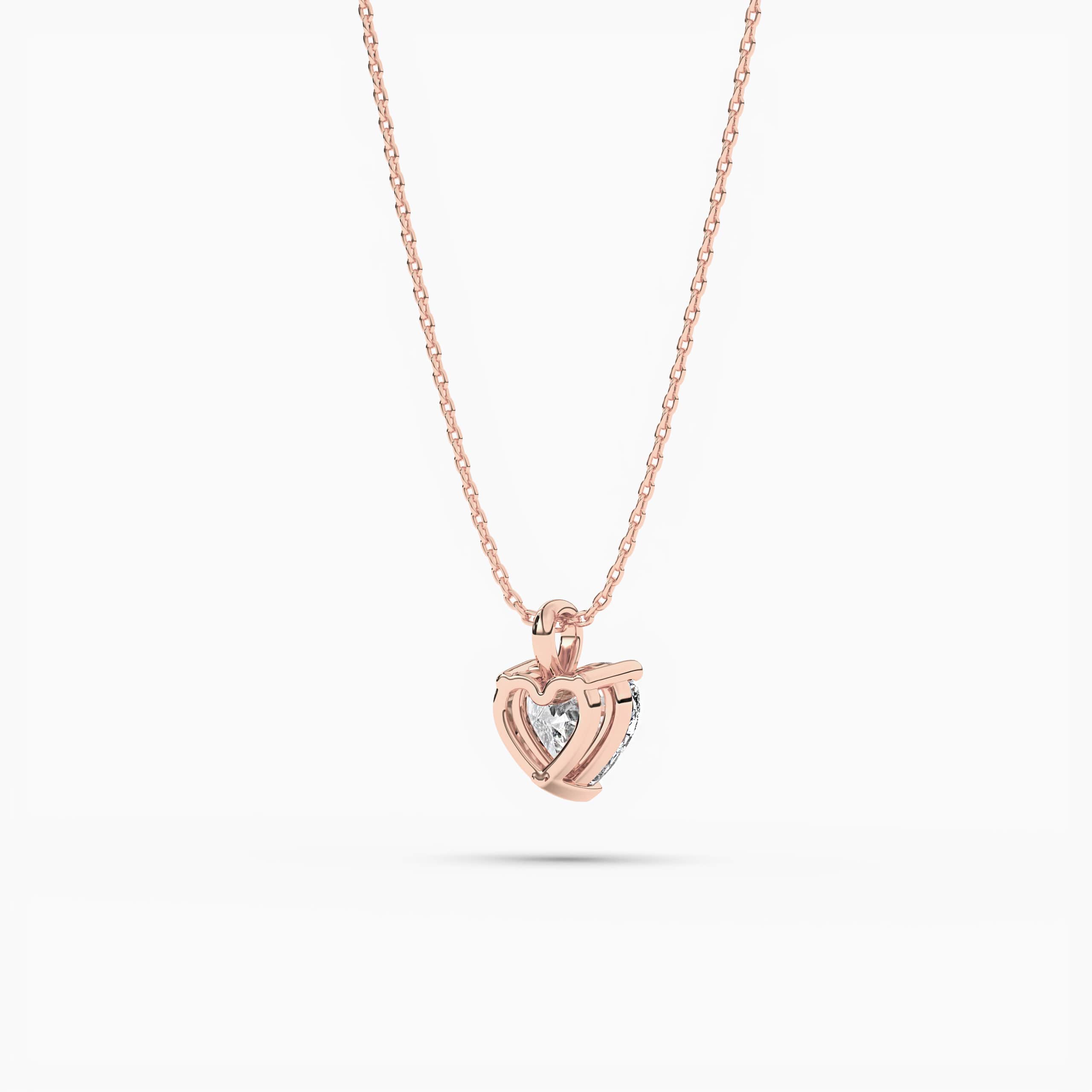 Diamond Solitaire Heart-Shaped Necklace in Rose Gold