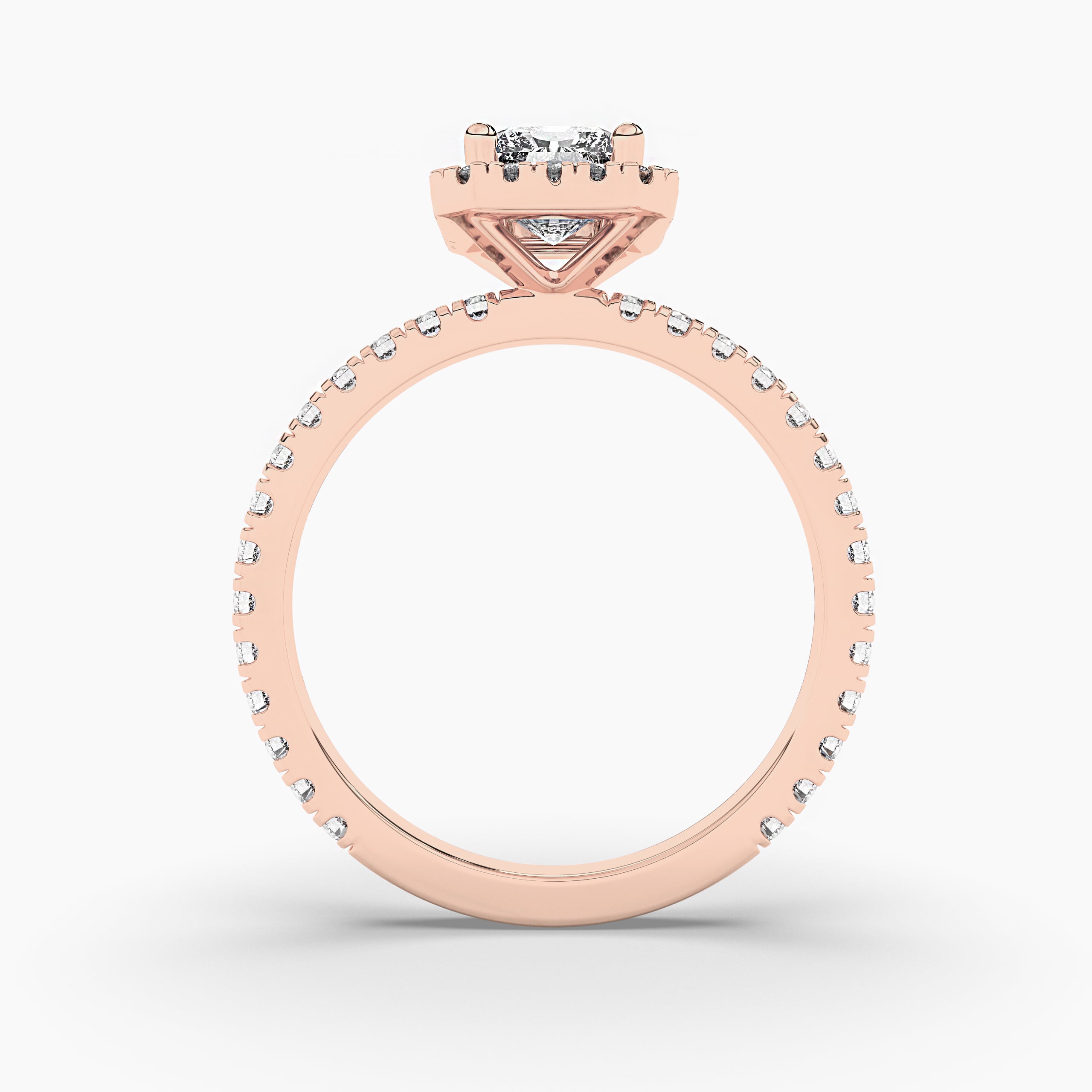 Rose Gold Halo Radiant Cut Engagement Ring