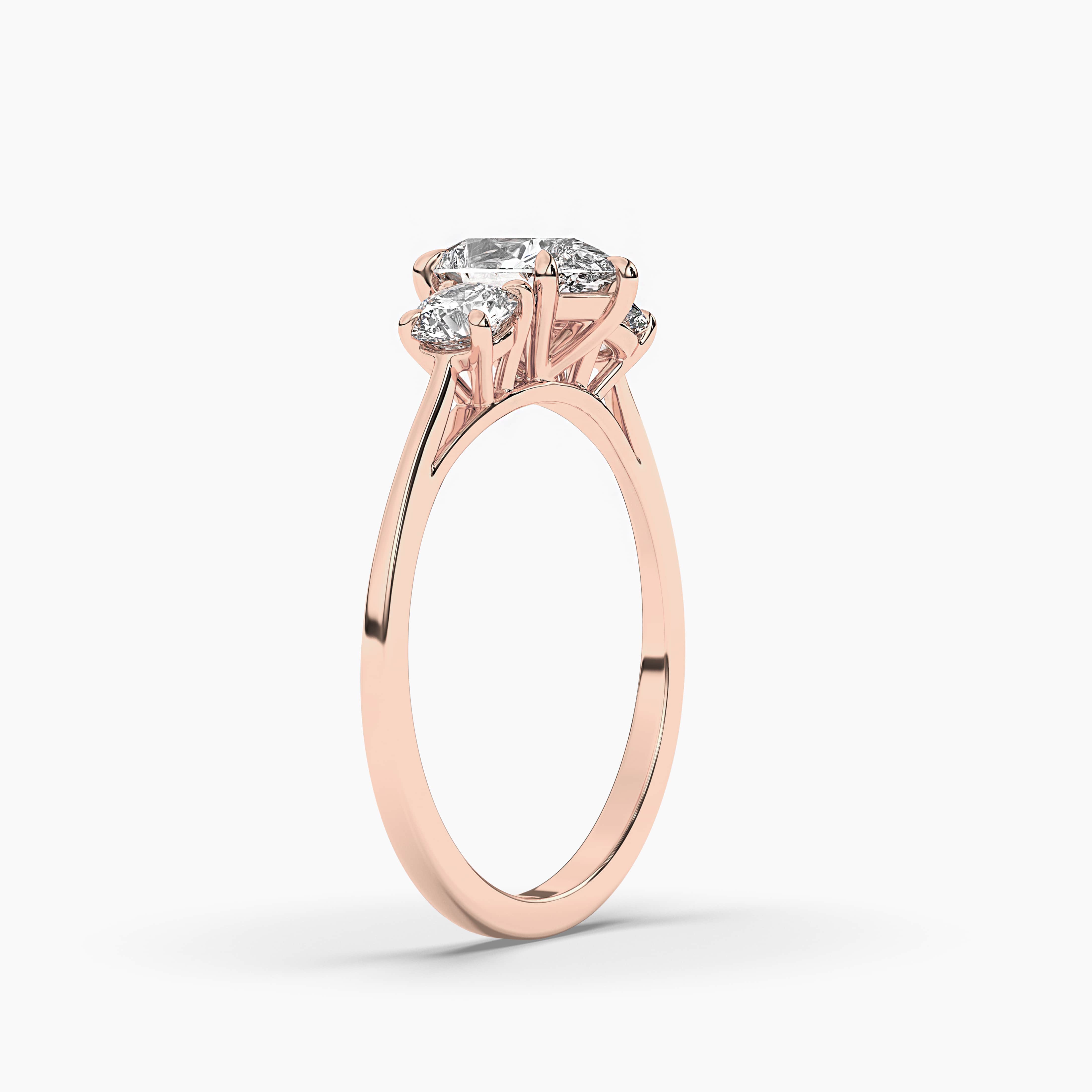 Rose Gold Custom Pear Shaped Diamond Halo Engagement Ring