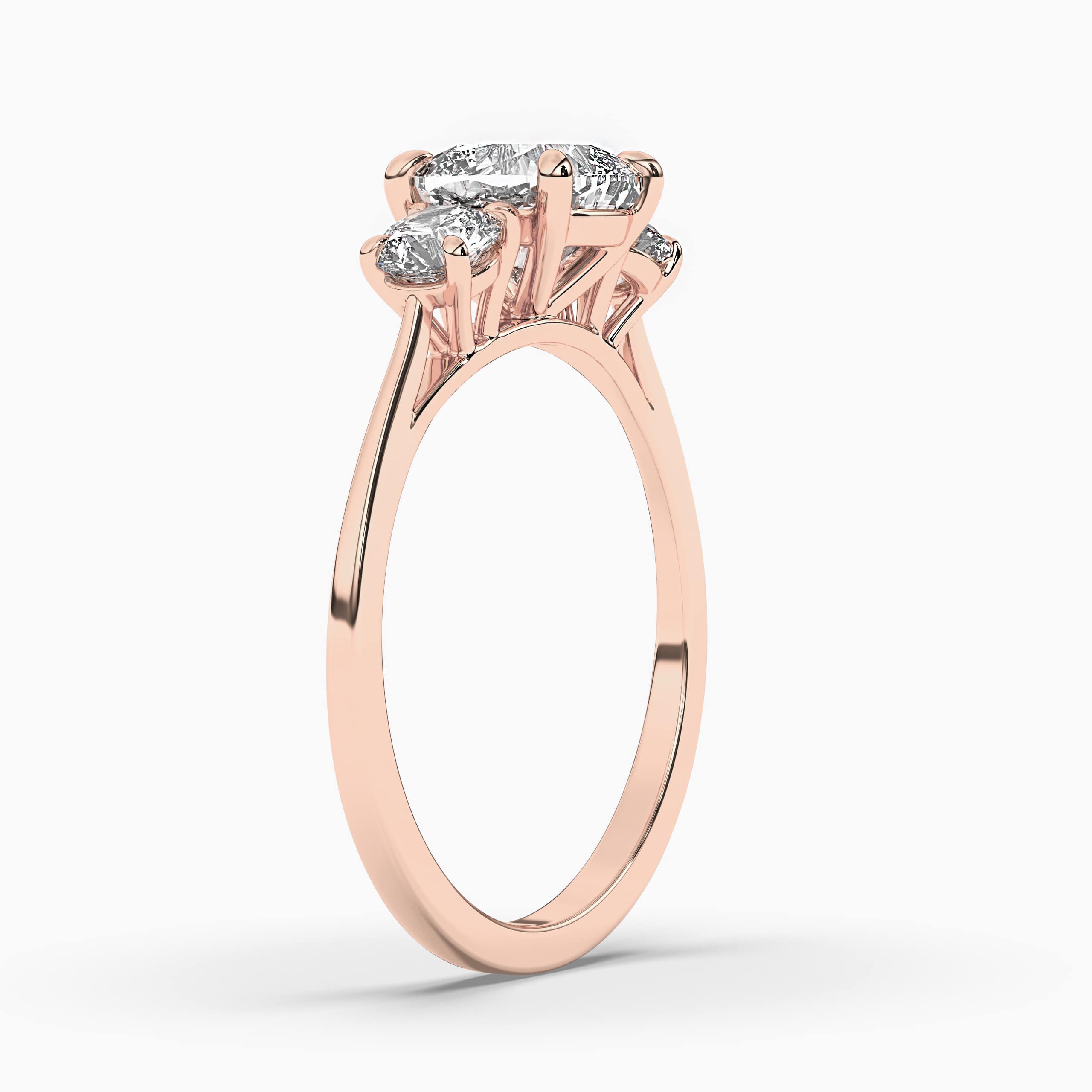Rose Gold Cushion Diamond Engagement Ring with Diamond