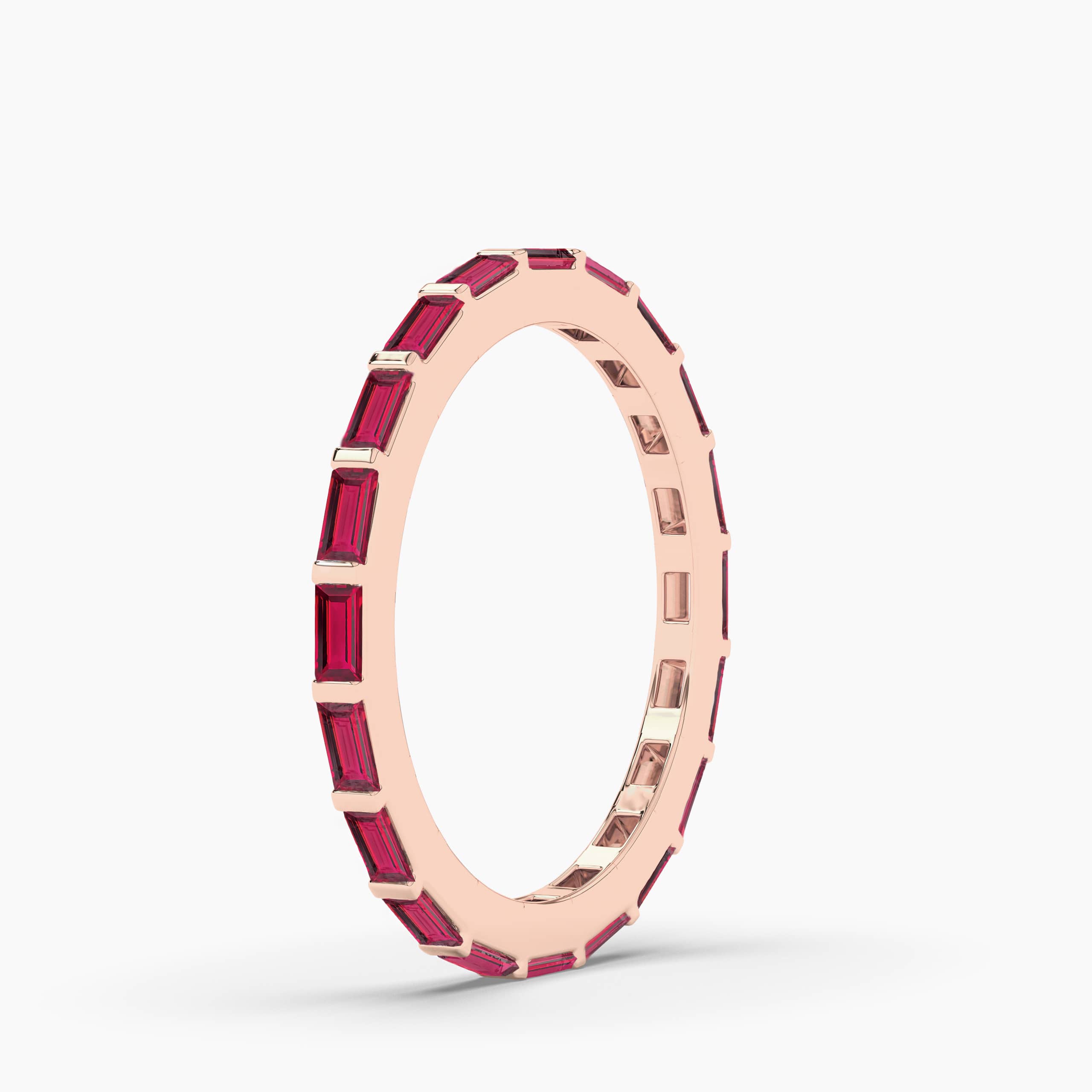 Ruby Baguette Eternity Band For Wedding Band In Rose Gold