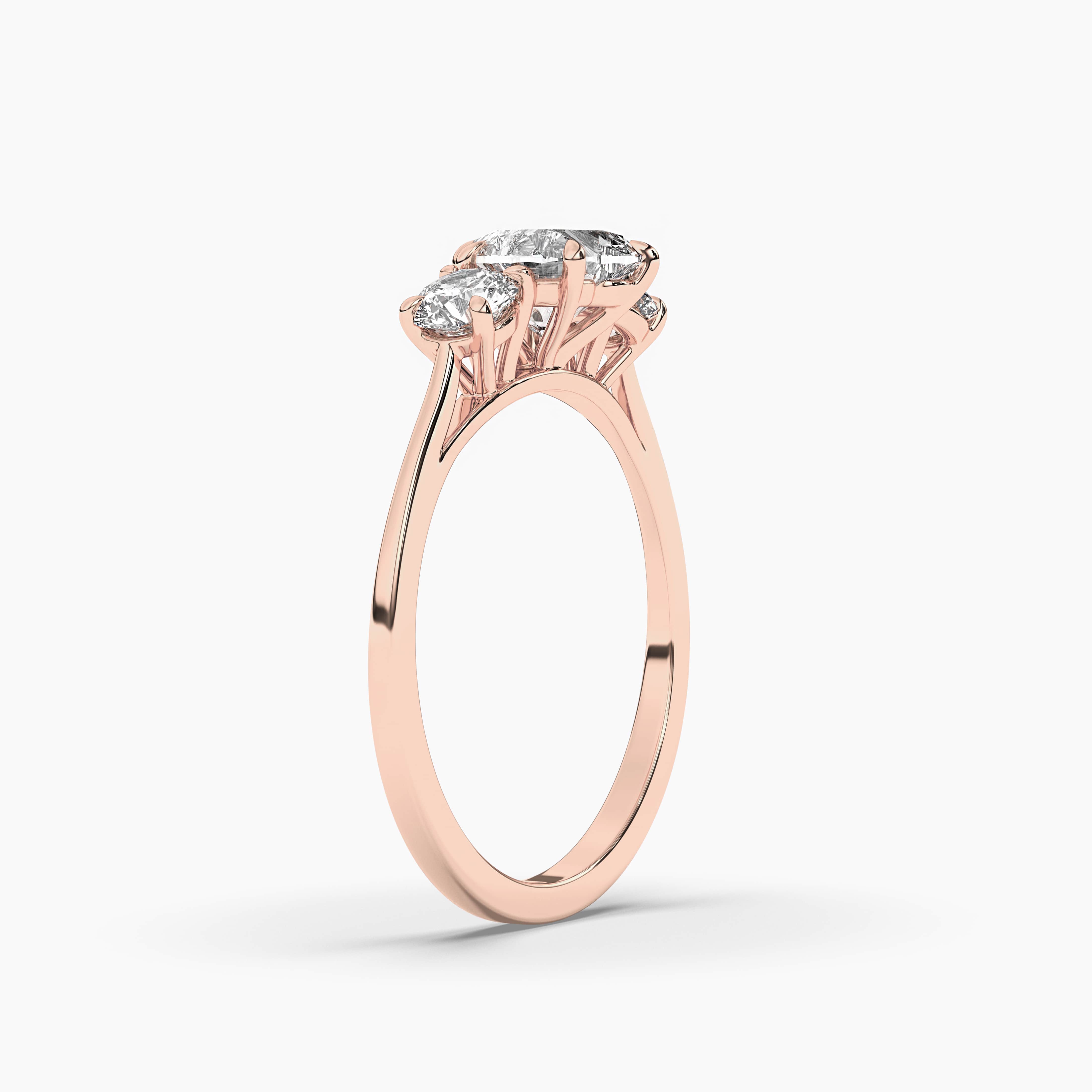 Ladies Heart Shaped Rose Gold Diamond Ring
