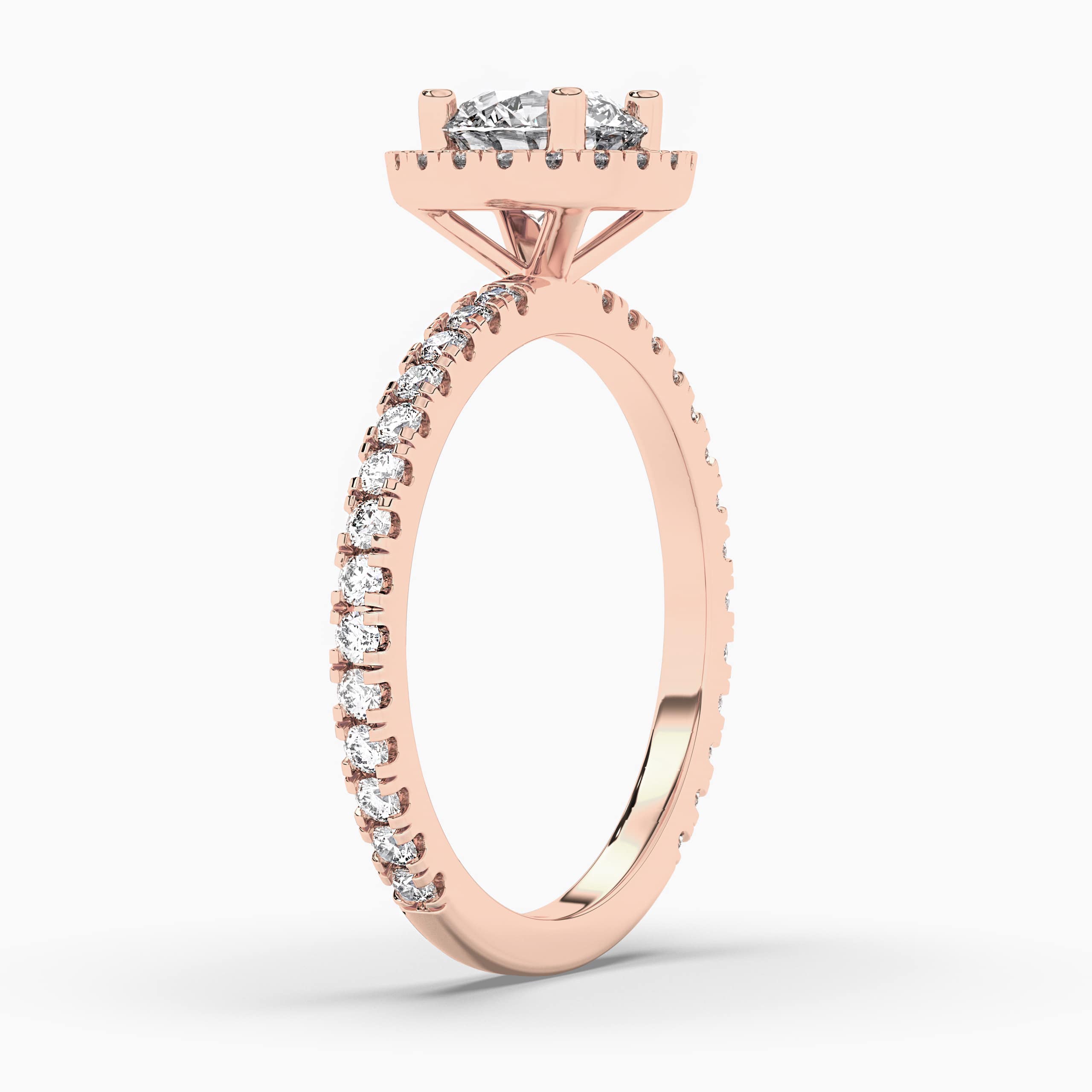 Round Cut Hidden Halo Moissanite Engagement Ring