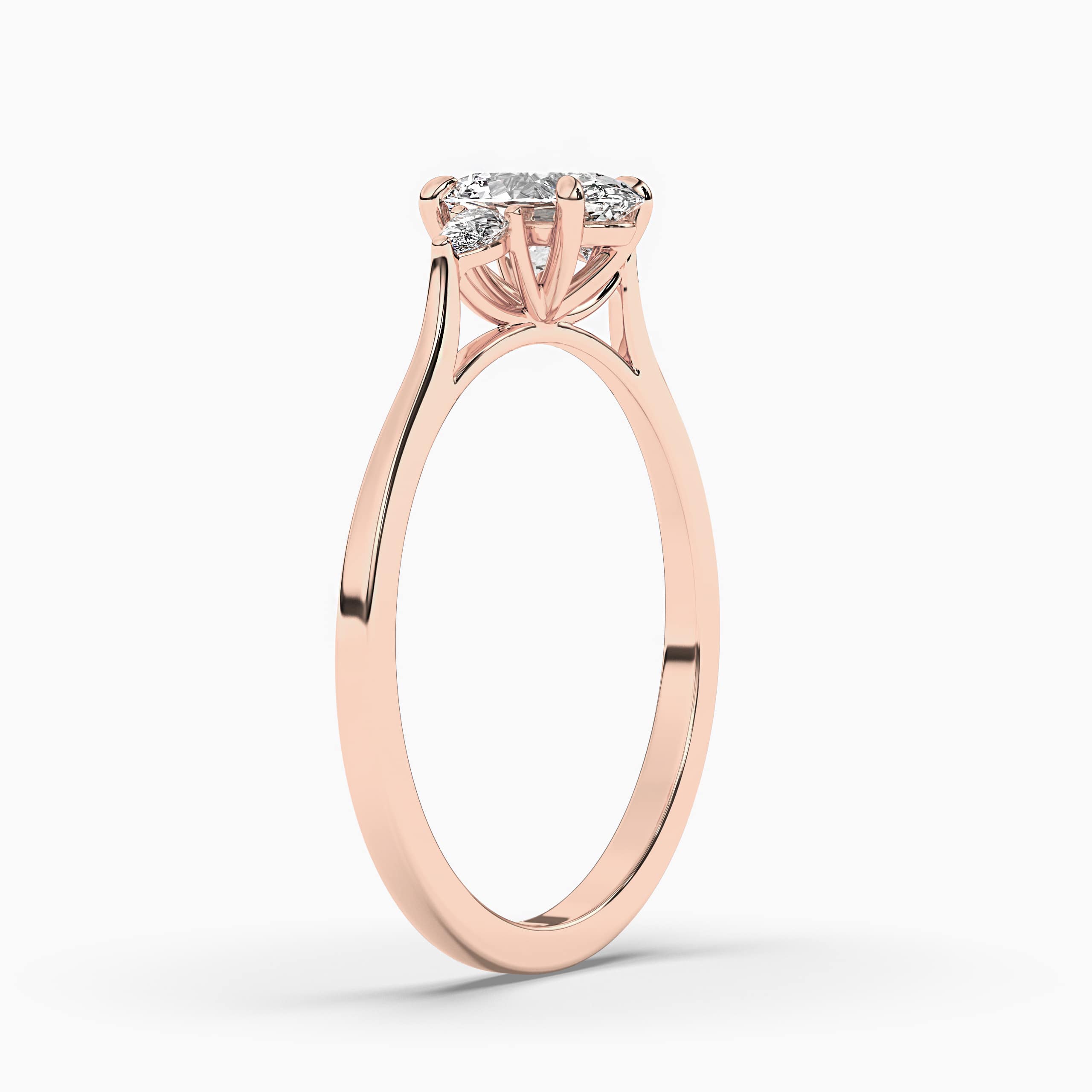 Engagement Ring Rose Gold Oval Shape Diamond