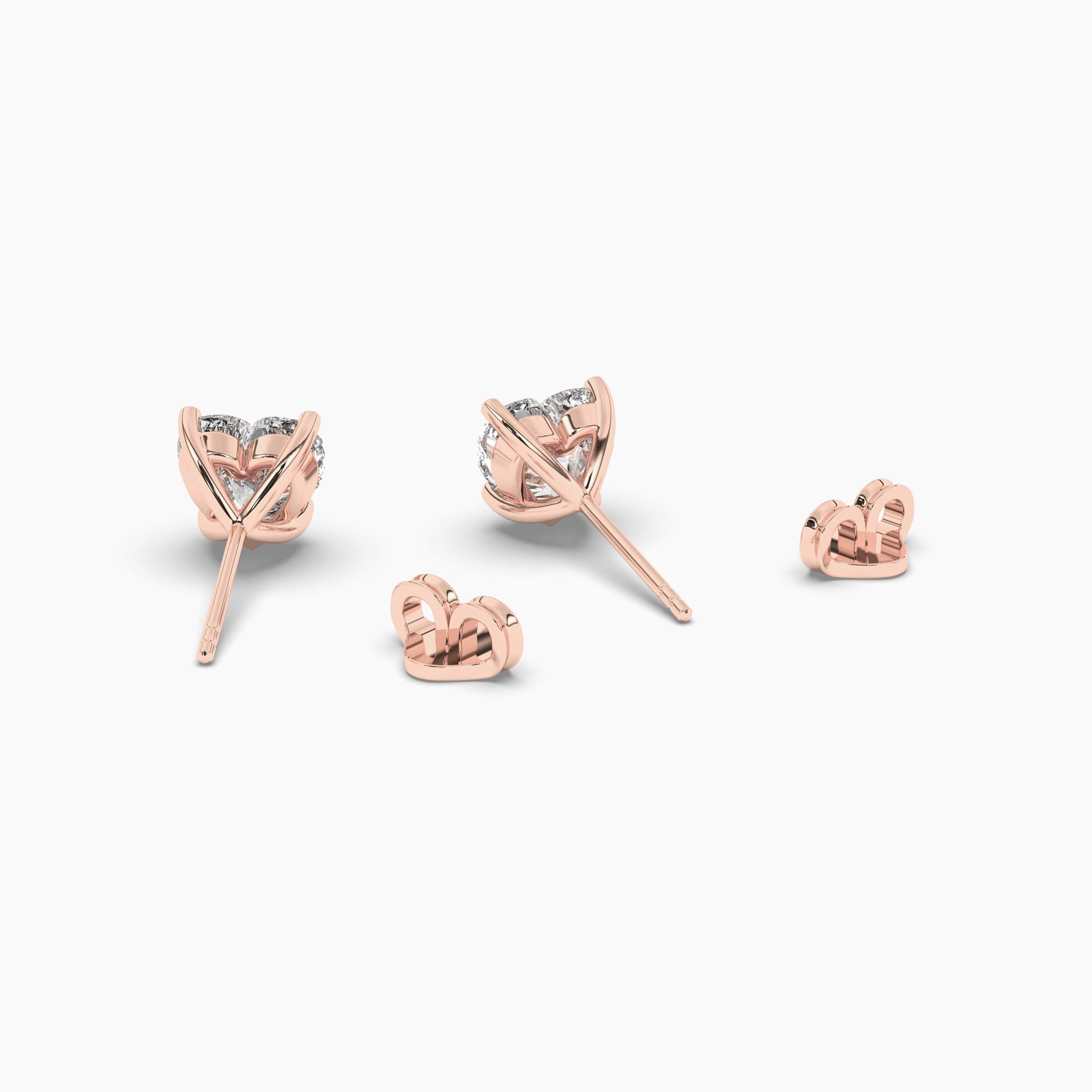 Heart Cut Stud Earrings In Rose Gold For Woman's