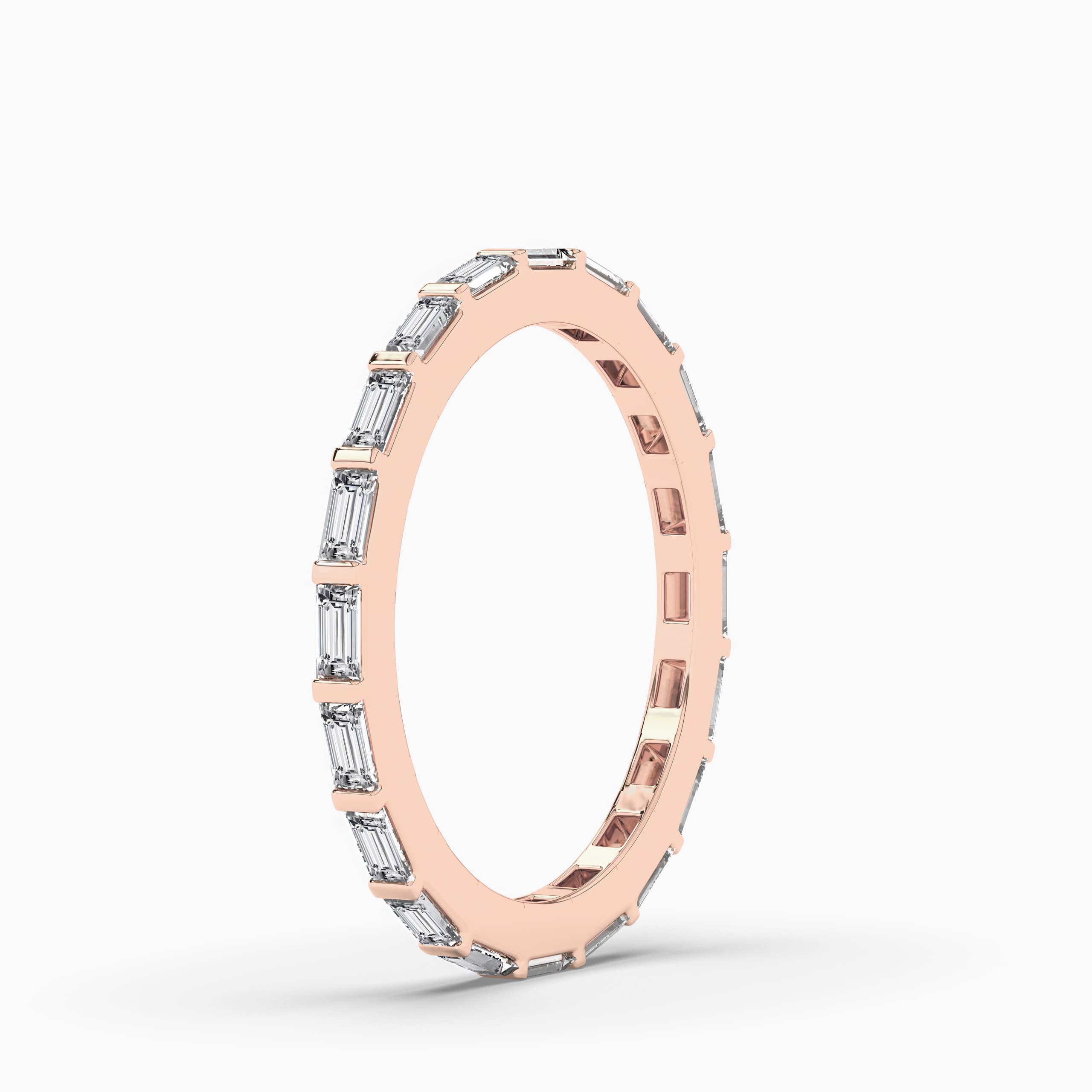 Baguette Diamond Wedding Band in Rose Gold
