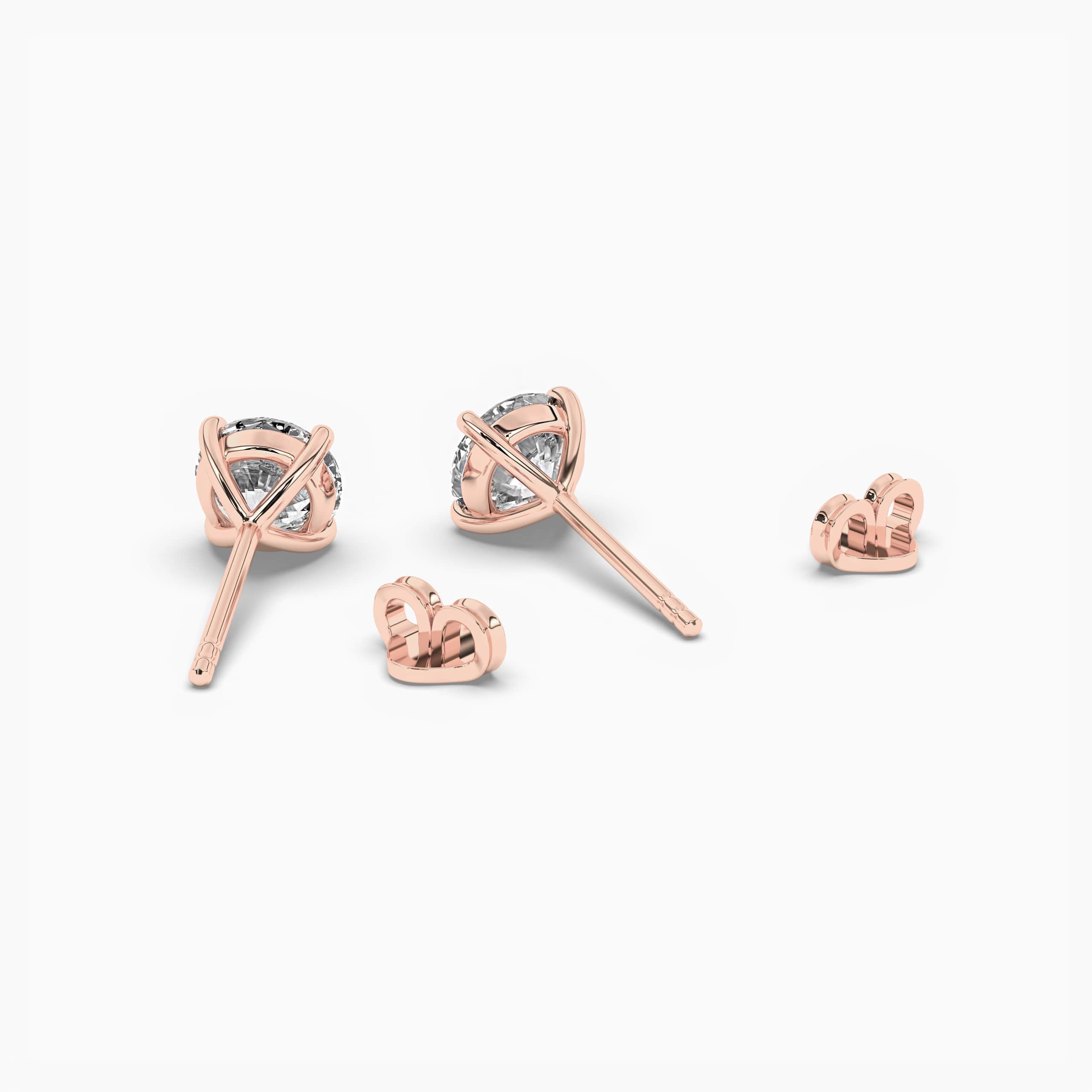 Rose Gold Diamond Stud Earrings For Woman's