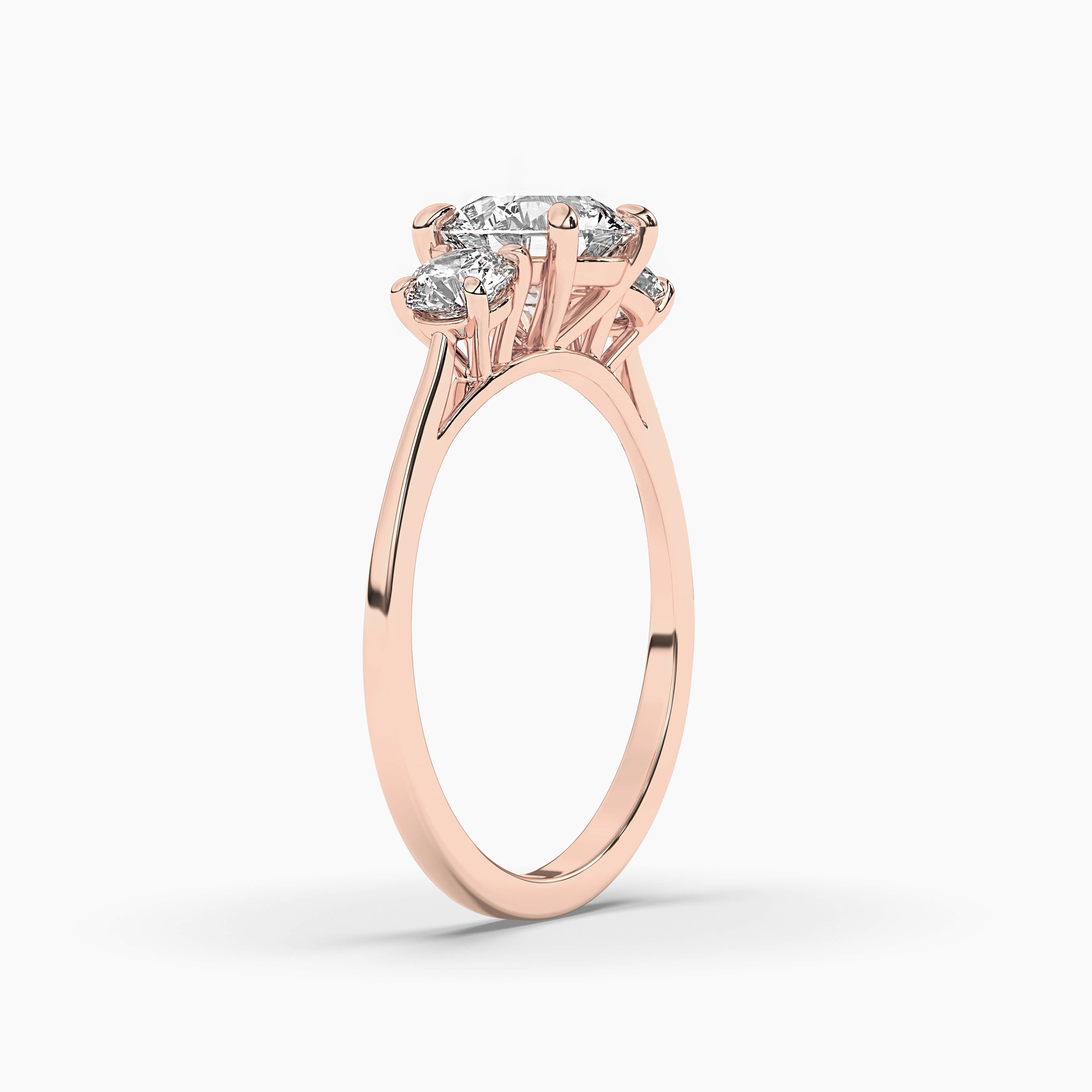 Rose Gold Three Sided Engagement Ring