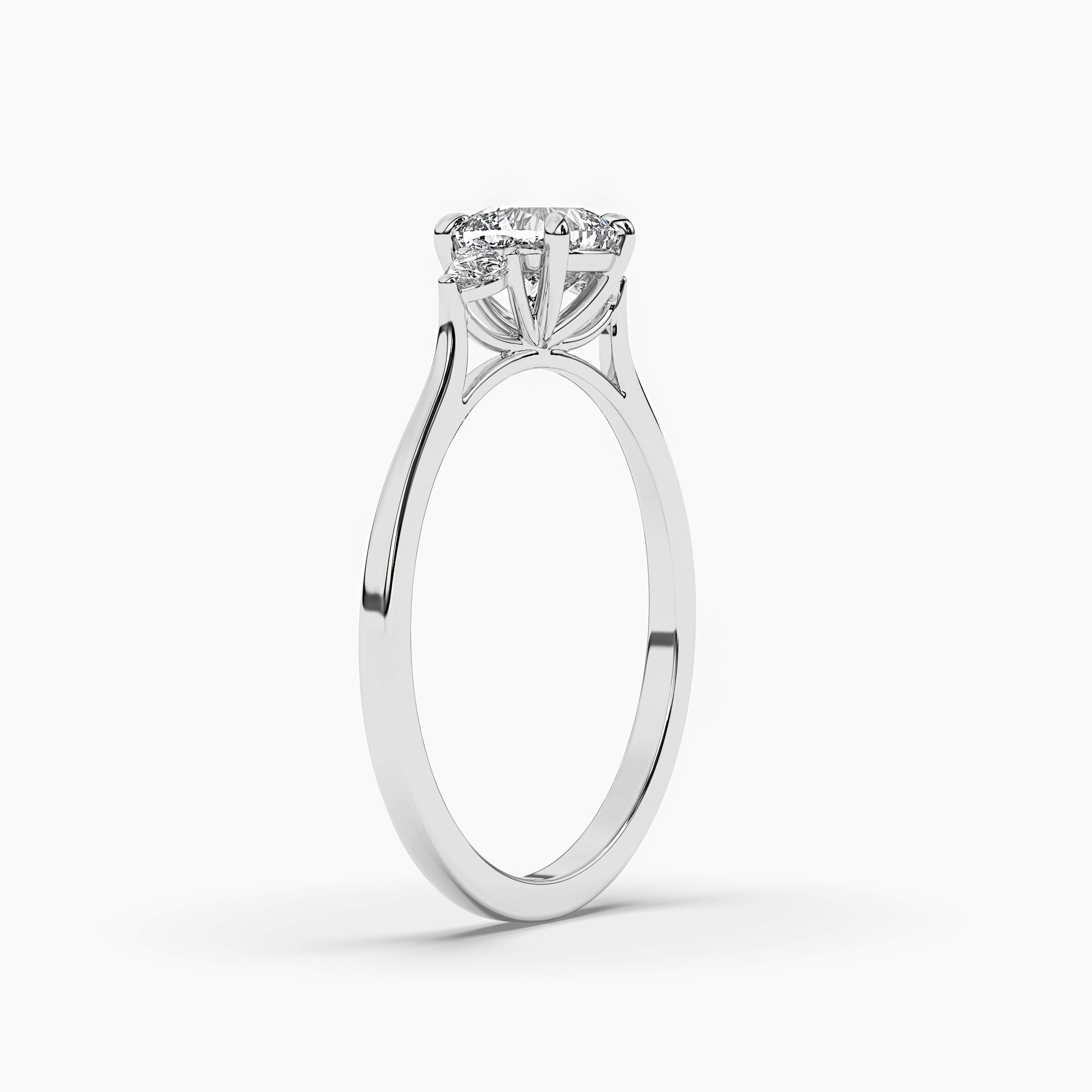 White Gold Cushion Cut Solitaire Ring with Halo Accents Diamonds