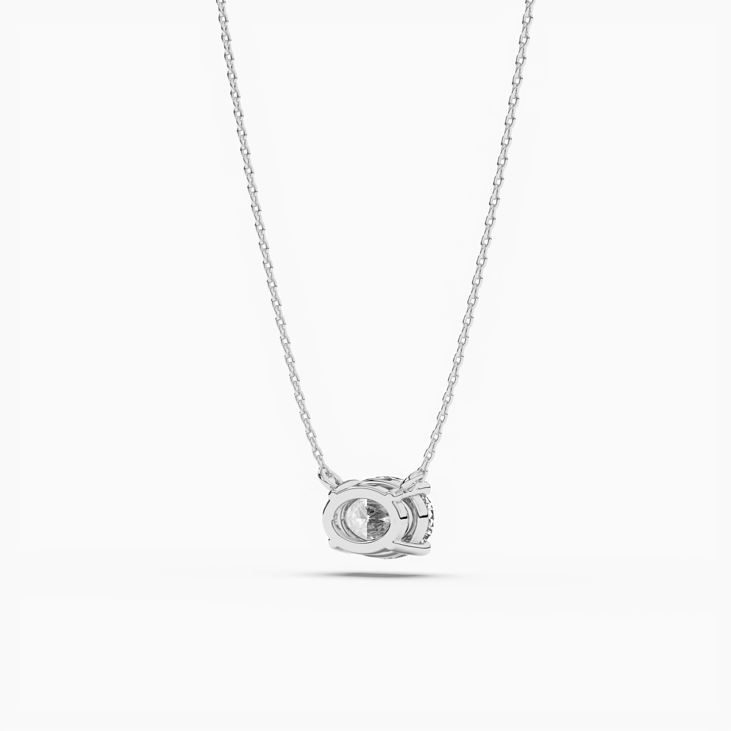 Diamond Solitaire Necklace Oval Bezel-set White Gold