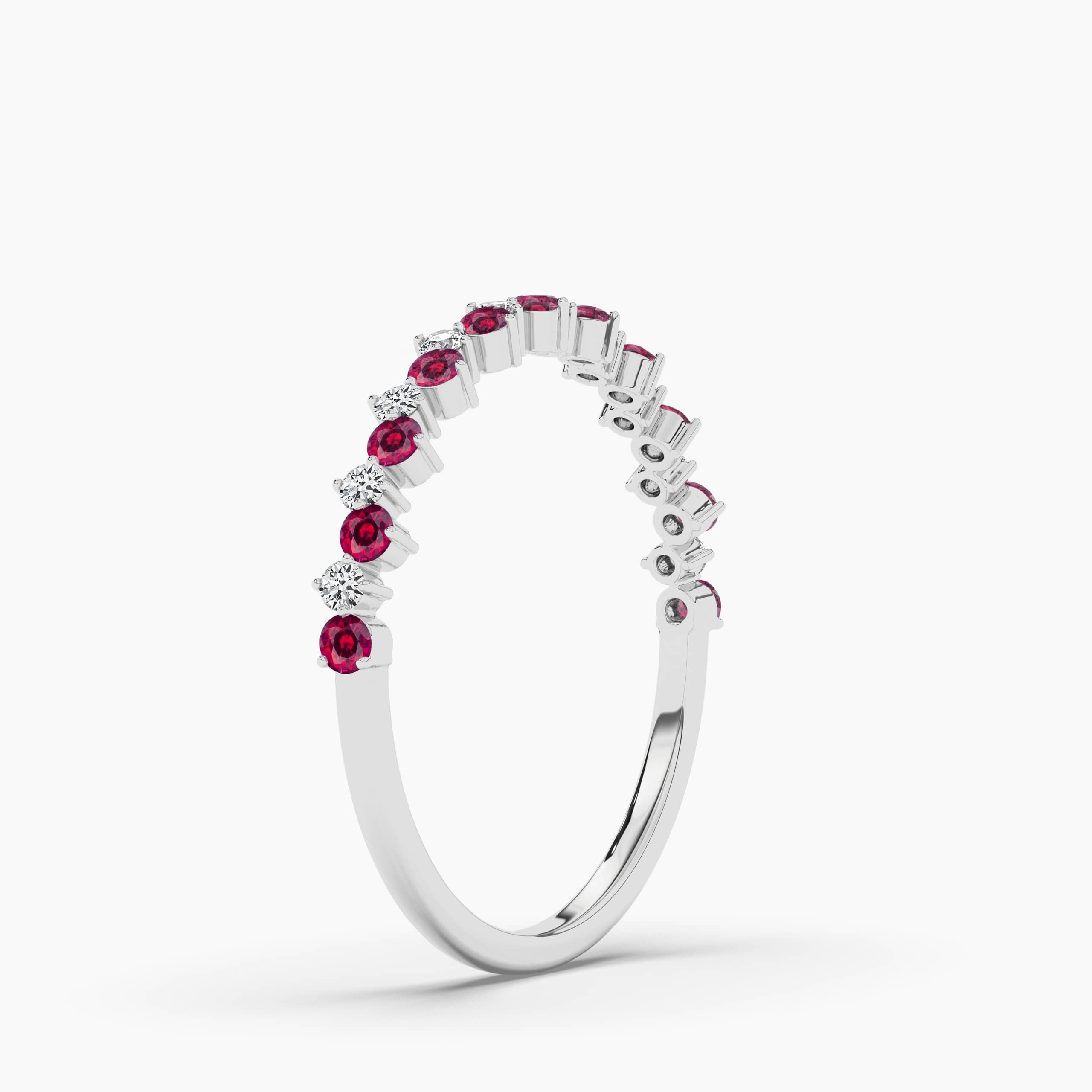 ruby  shape stackable ring in white  gold