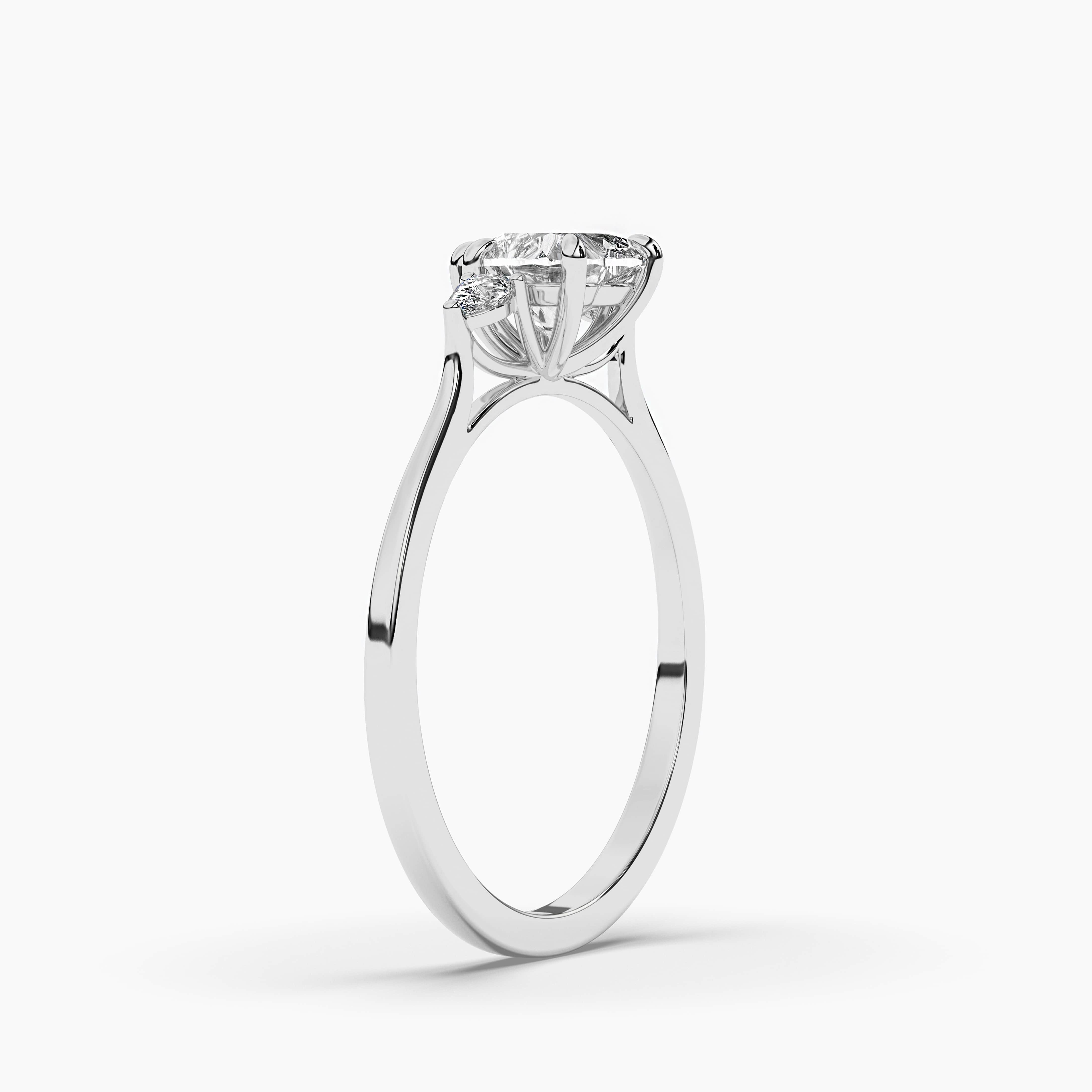 Heart Diamond Engagement Side Stone Ring White Gold