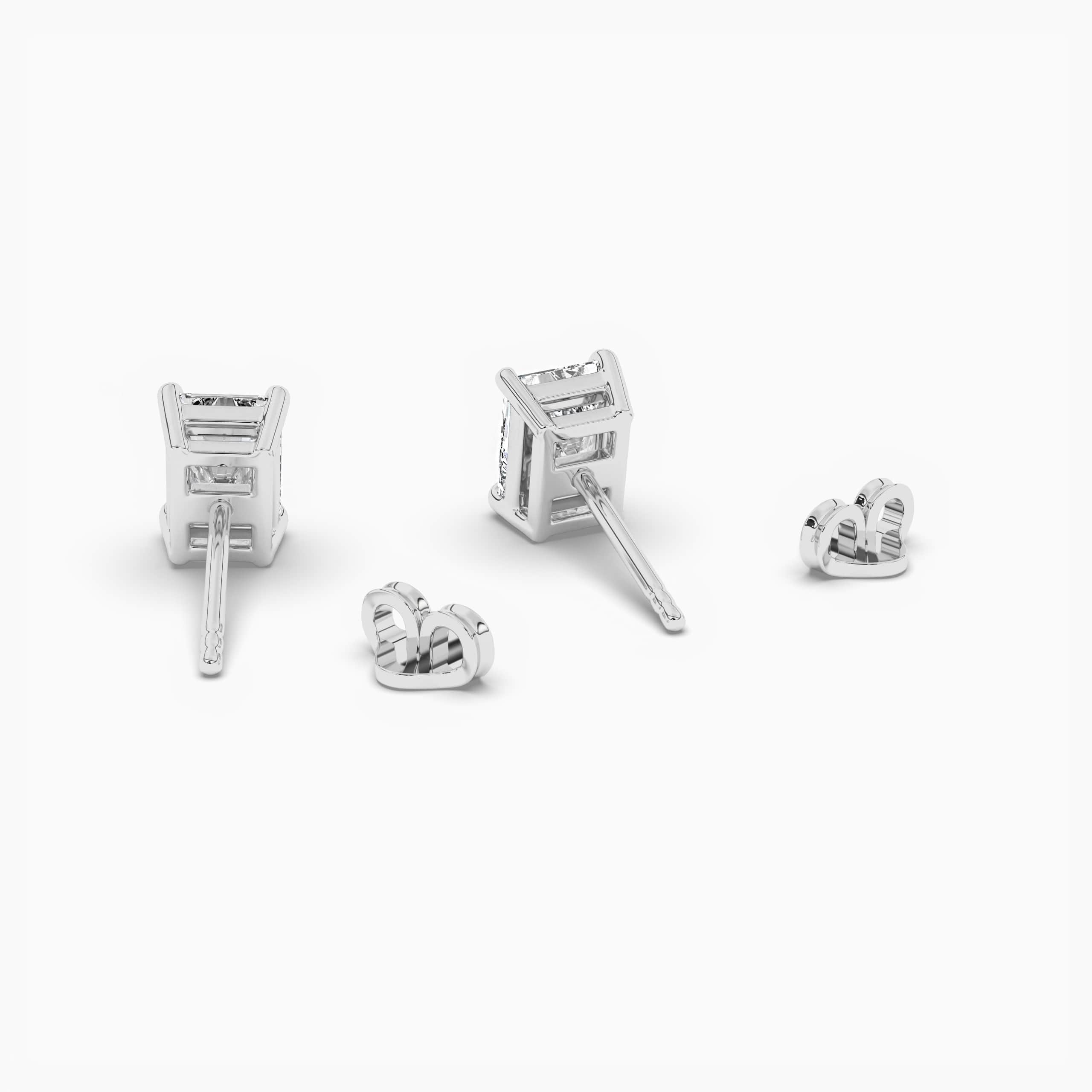 Radiant Cut Lab Grown Diamond Stud Earrings in  White Gold