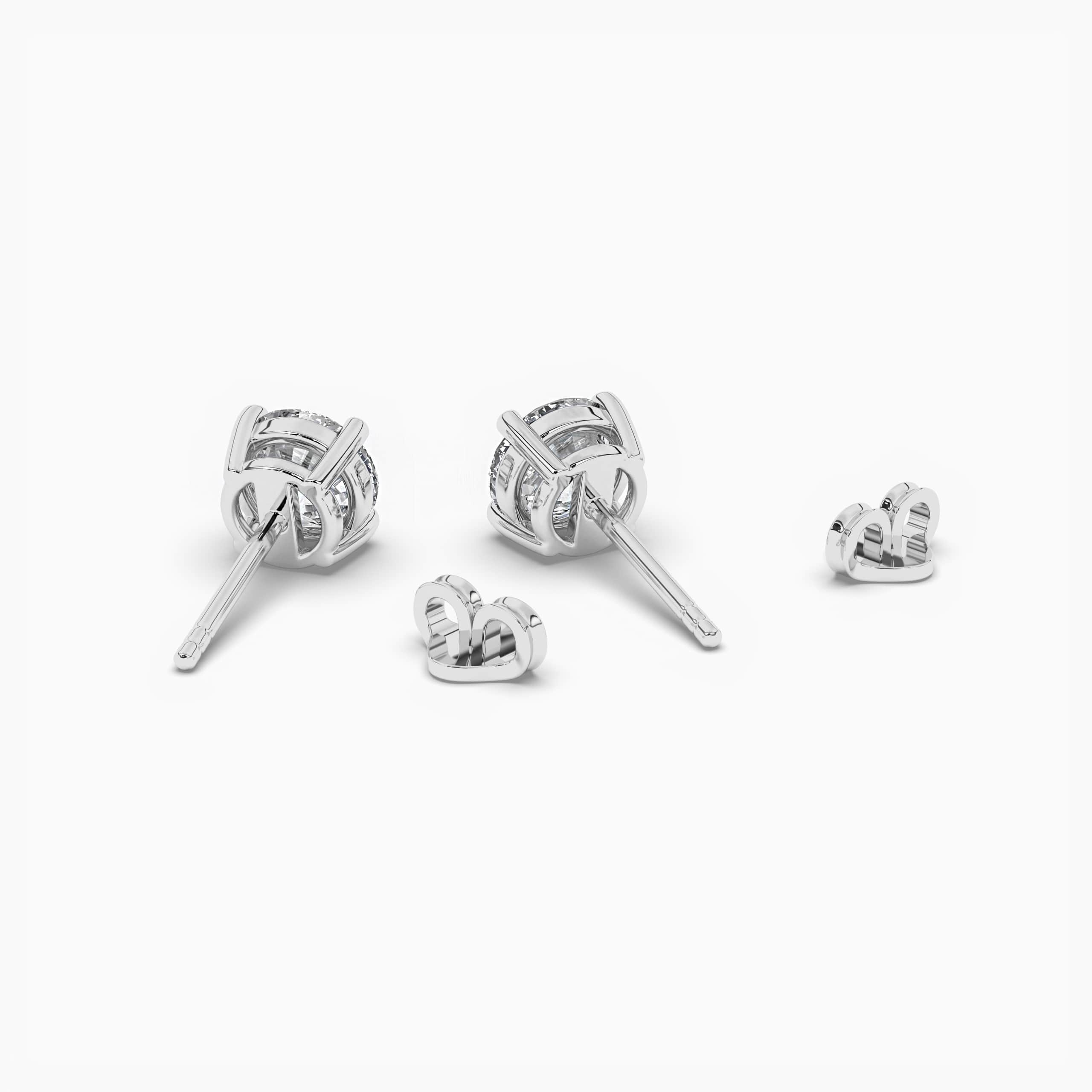 Round Cut Diamond Solitaire Stud Earrings in White
