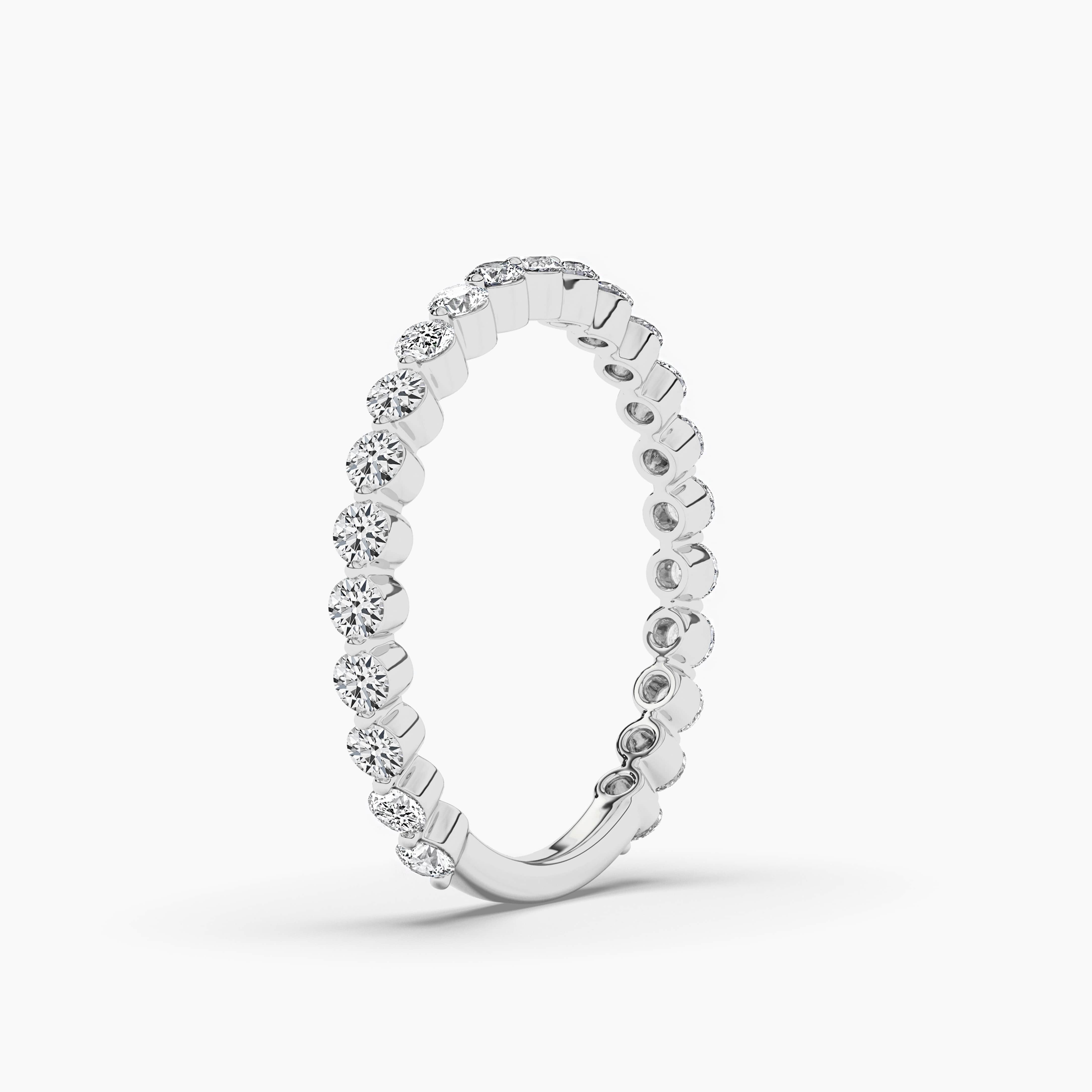 Thin Engagement Ring with Round Diamond White Gold Diamond