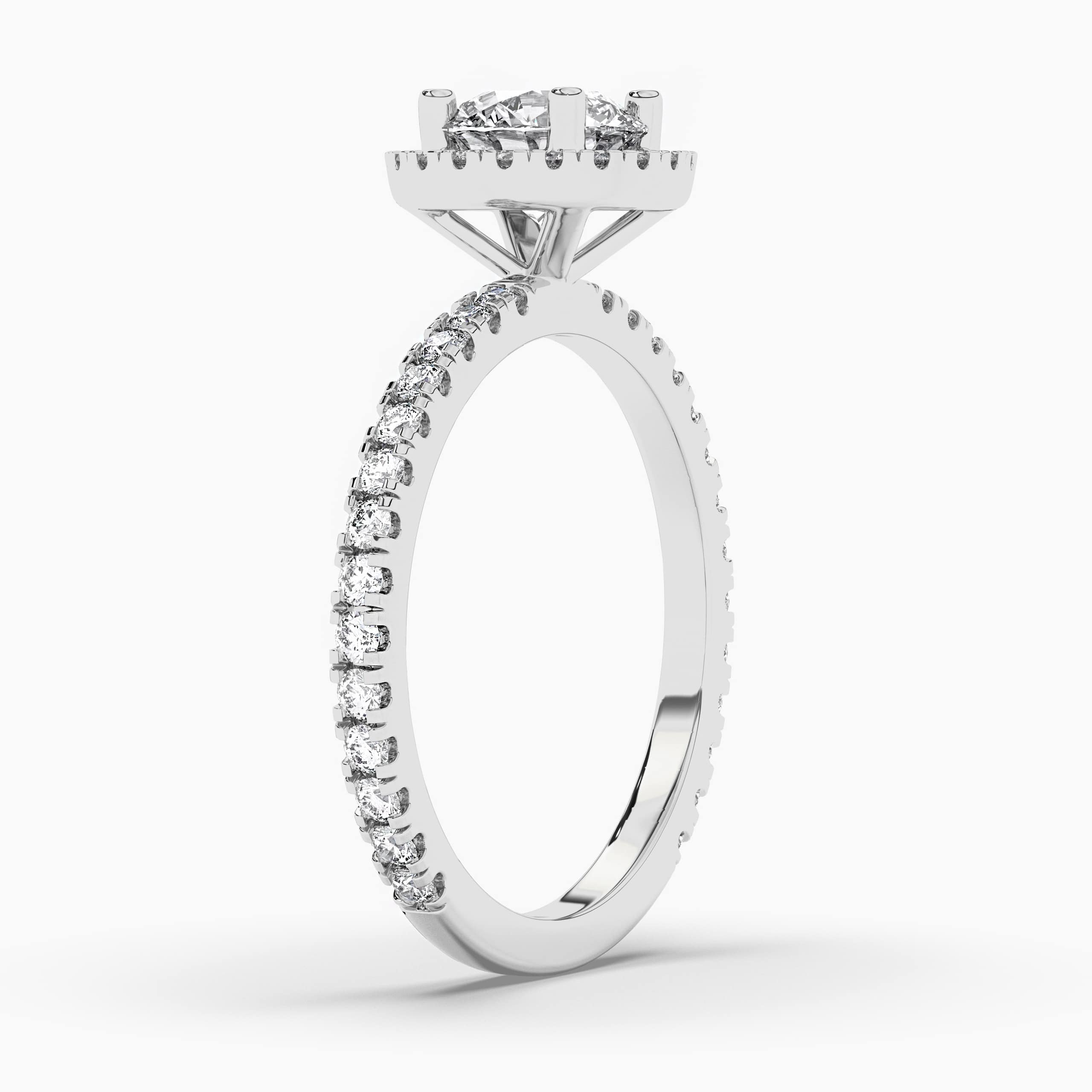 Diamond Halo Split Shank Ring