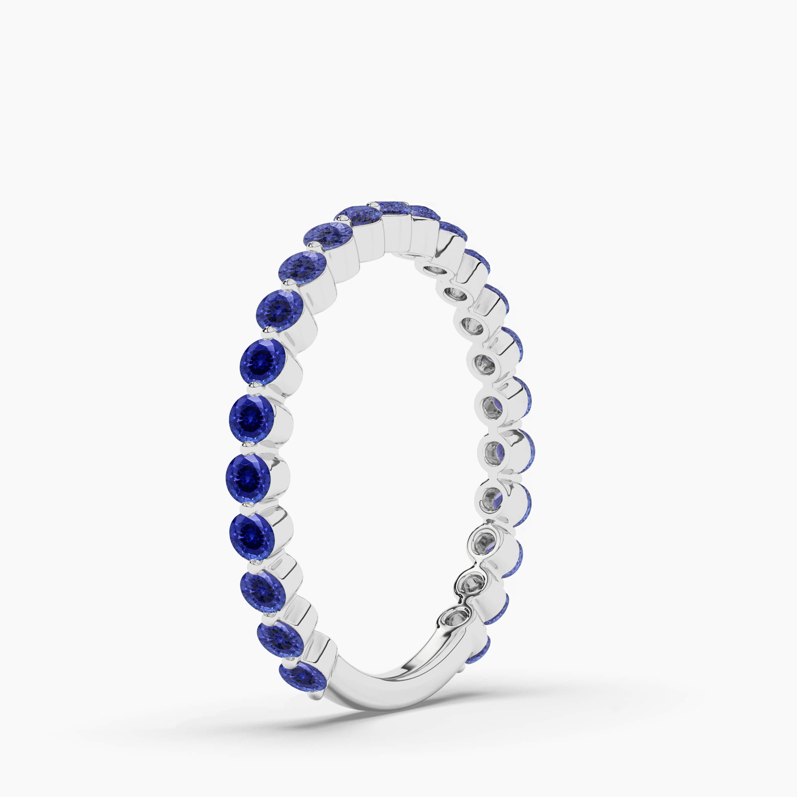 Blue Sapphire Eternity Wedding In Round Cut Band In White Gold 