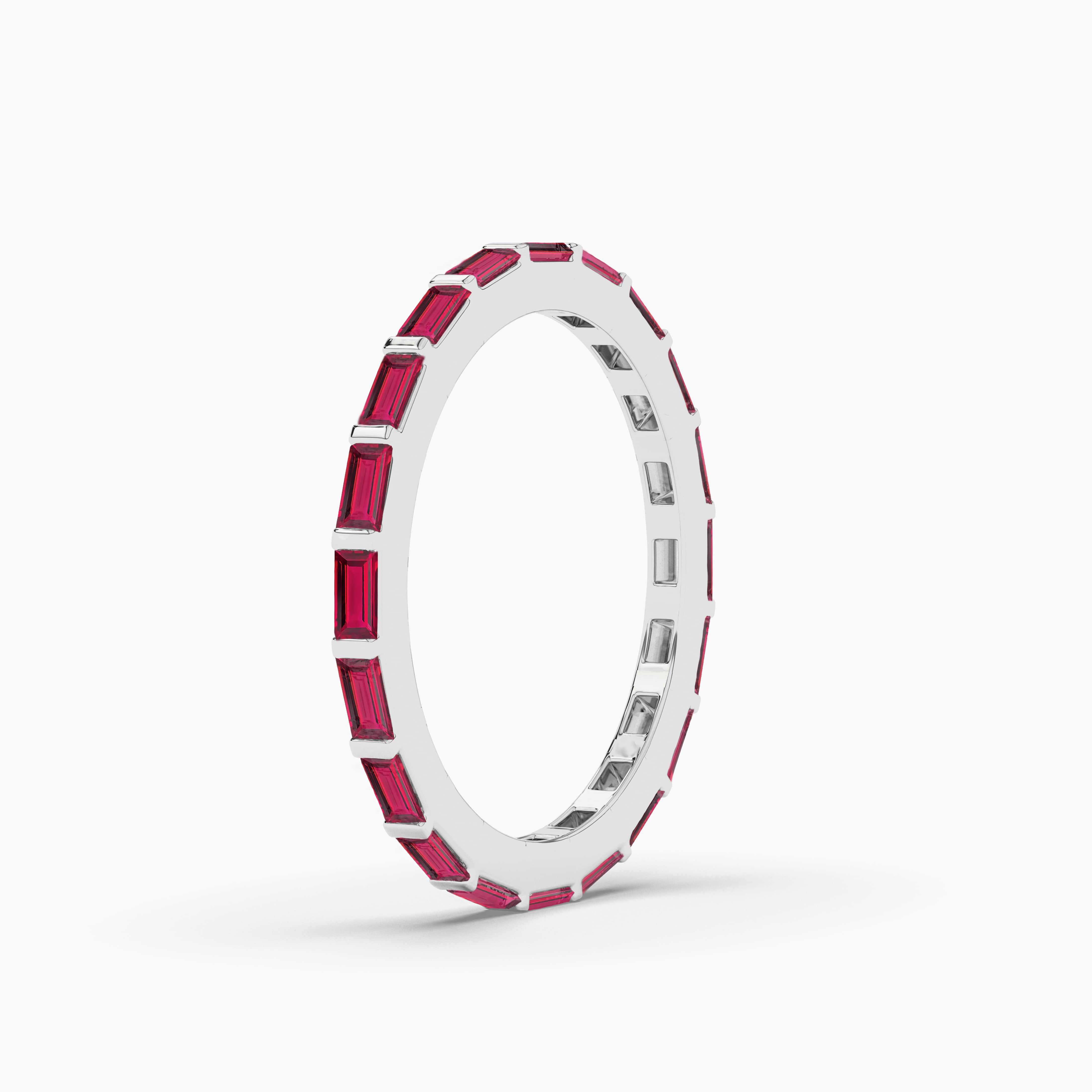 ruby baguette wedding band