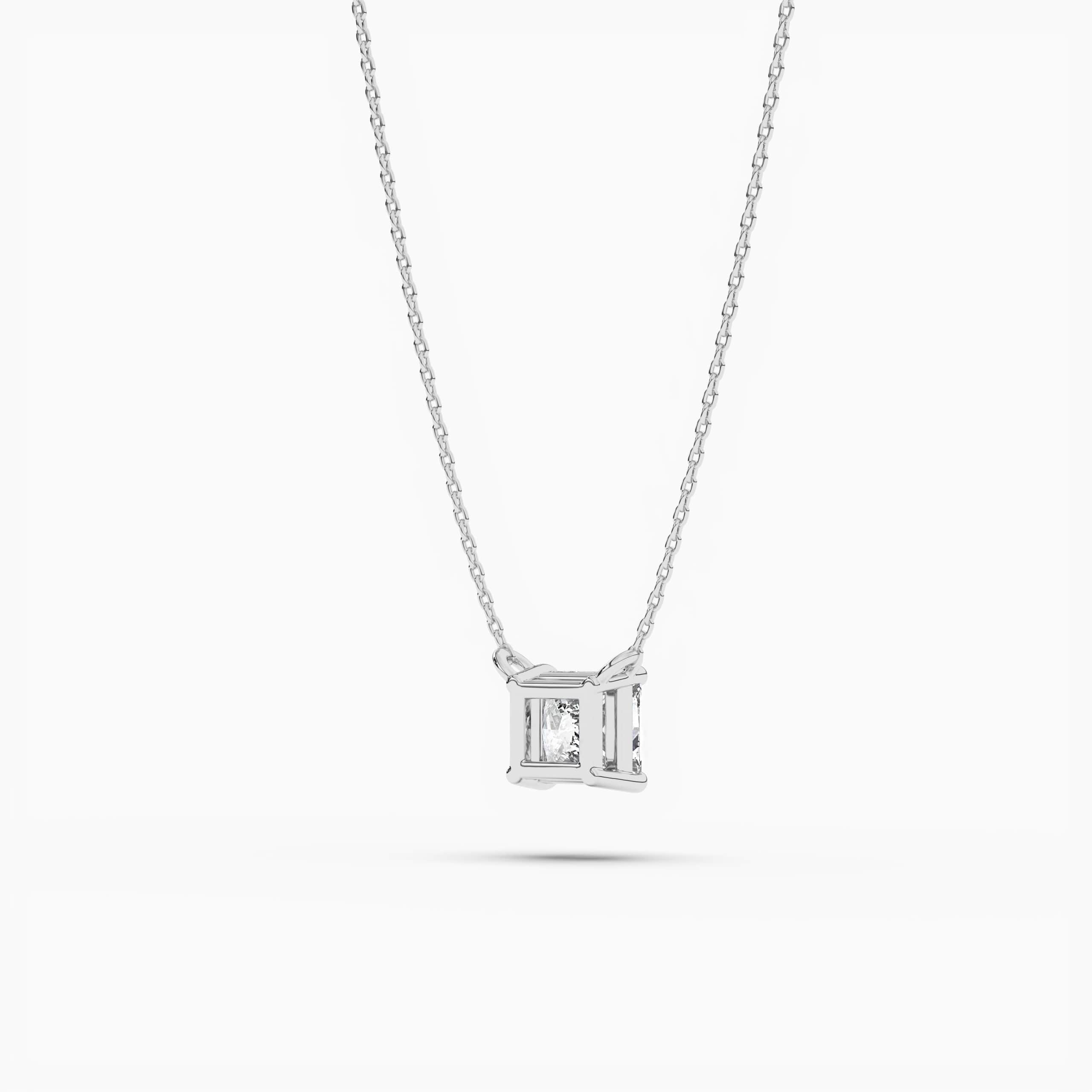 Certified Princess Cut Diamond Solitaire Pendant White Gold