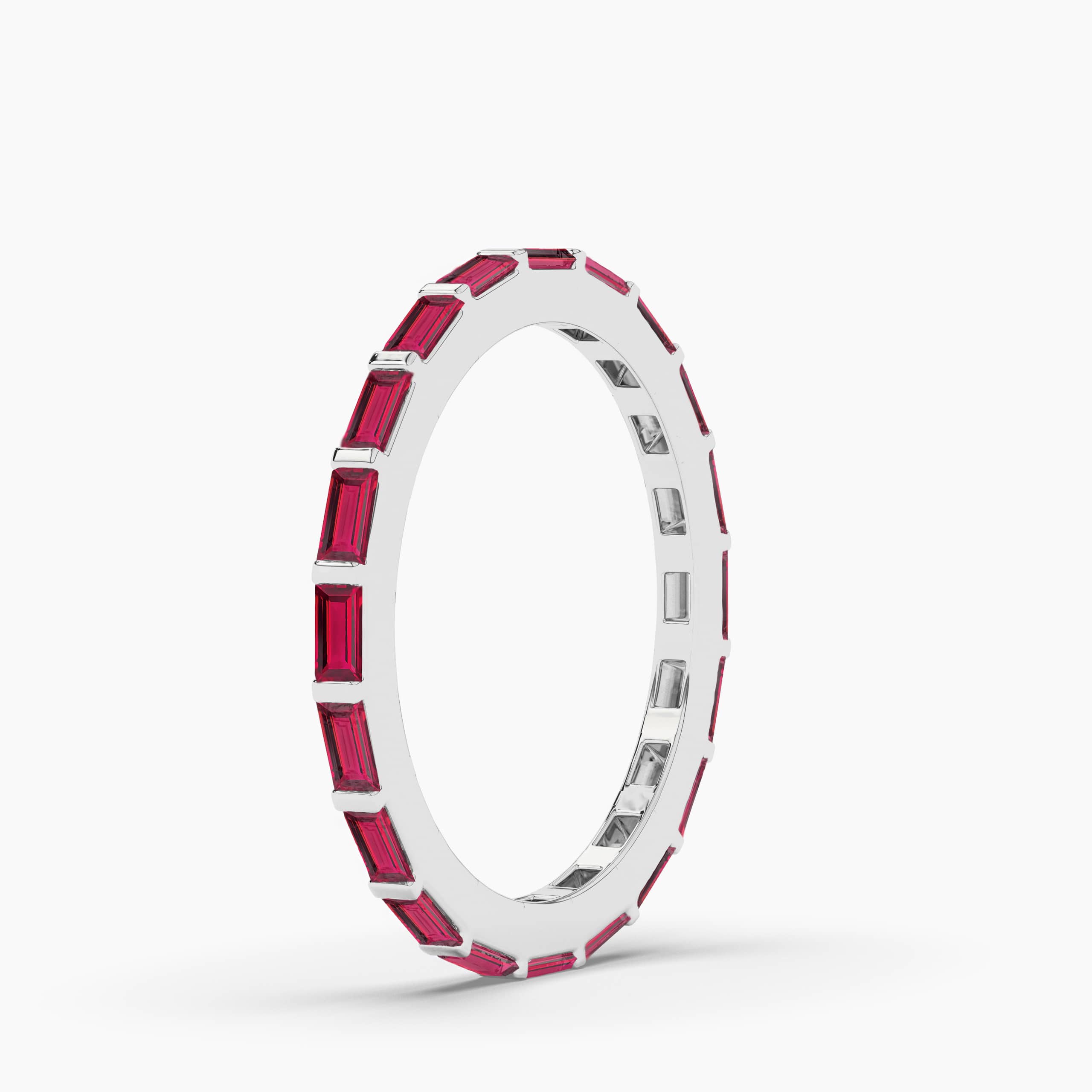 Ruby Cut Baguette Eternity Band In White Gold For Engagement Band For Woman